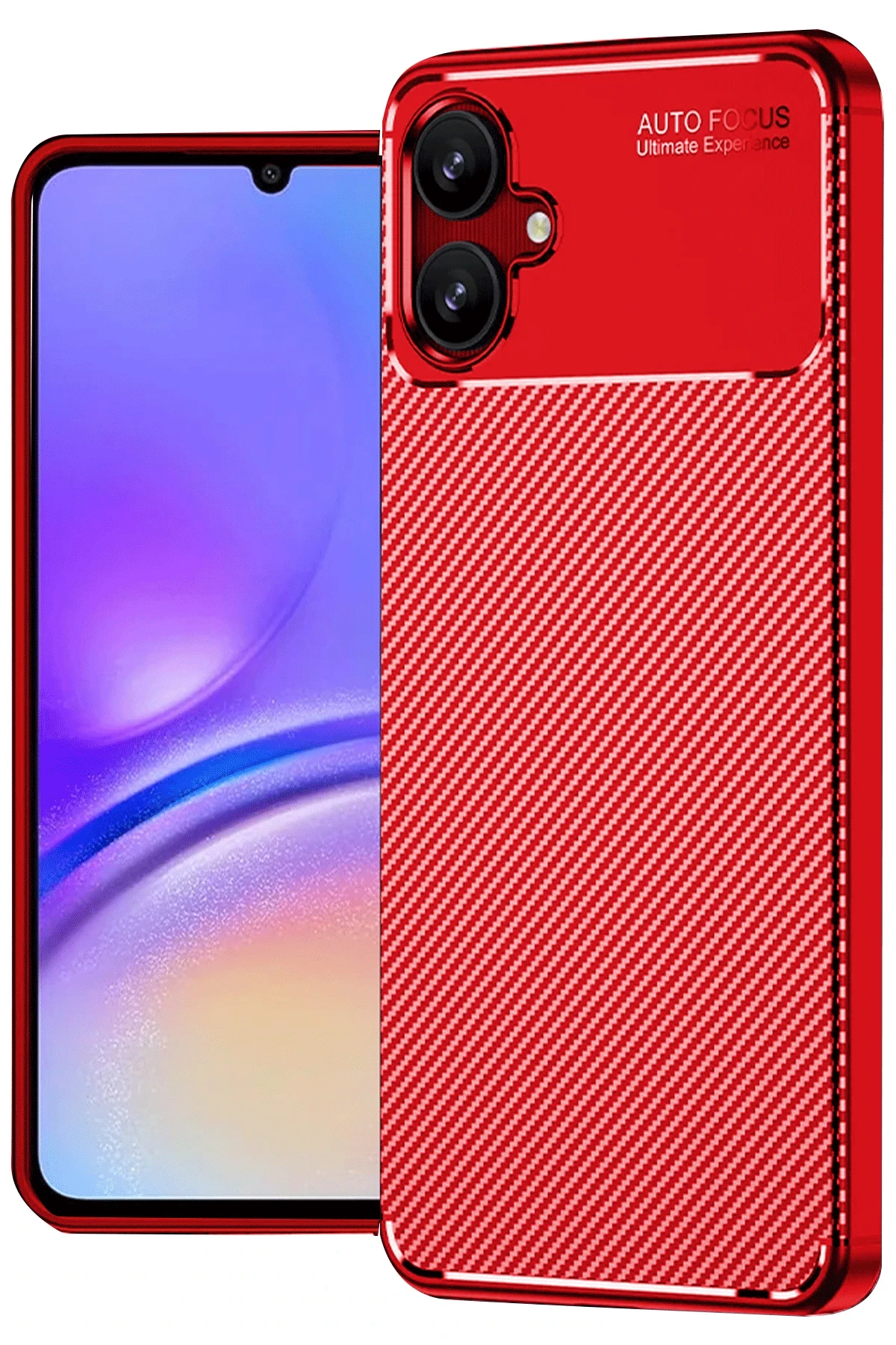 Newface Samsung Galaxy A06 Kılıf Auto Focus Karbon Kapak - Kırmızı