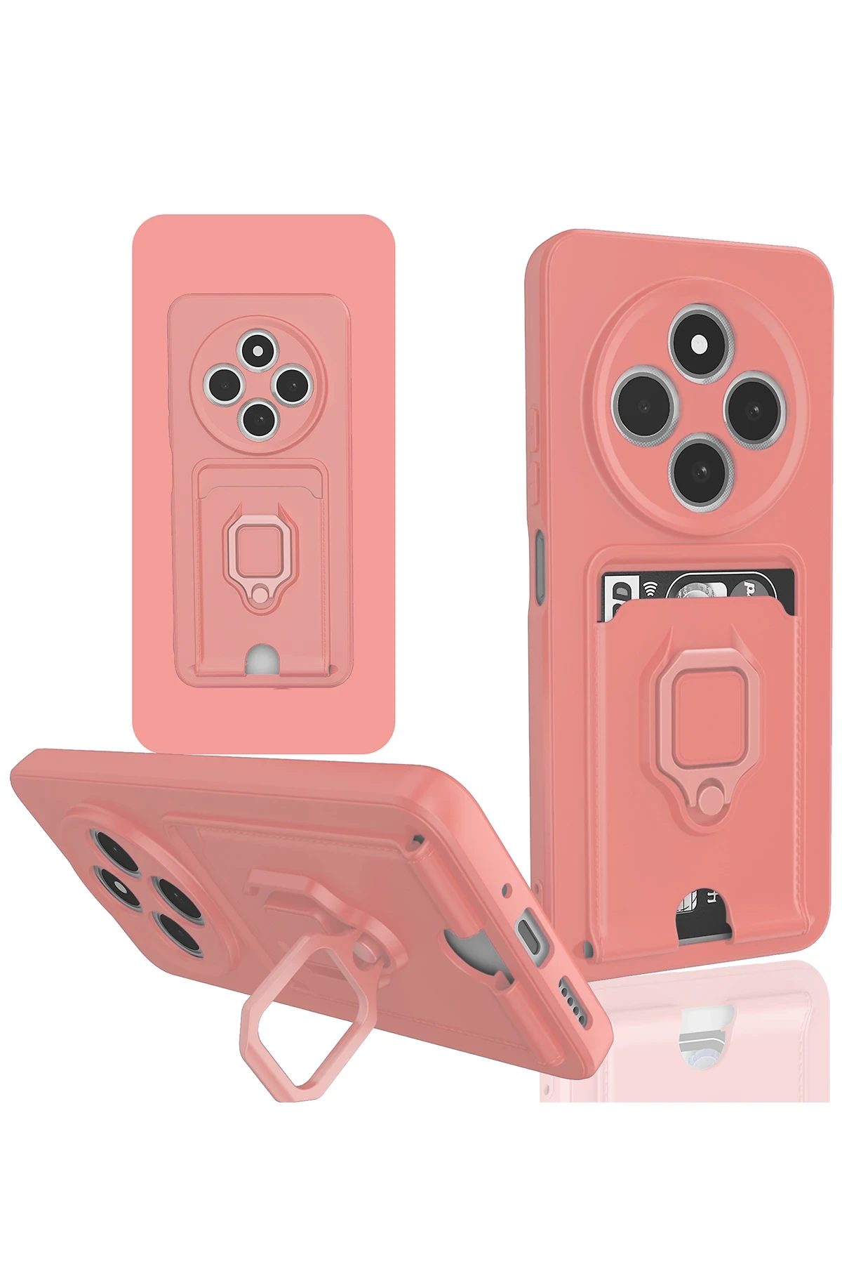 Newface Xiaomi Redmi 14C Kılıf Zuma Kartvizitli Yüzüklü Silikon - Pembe