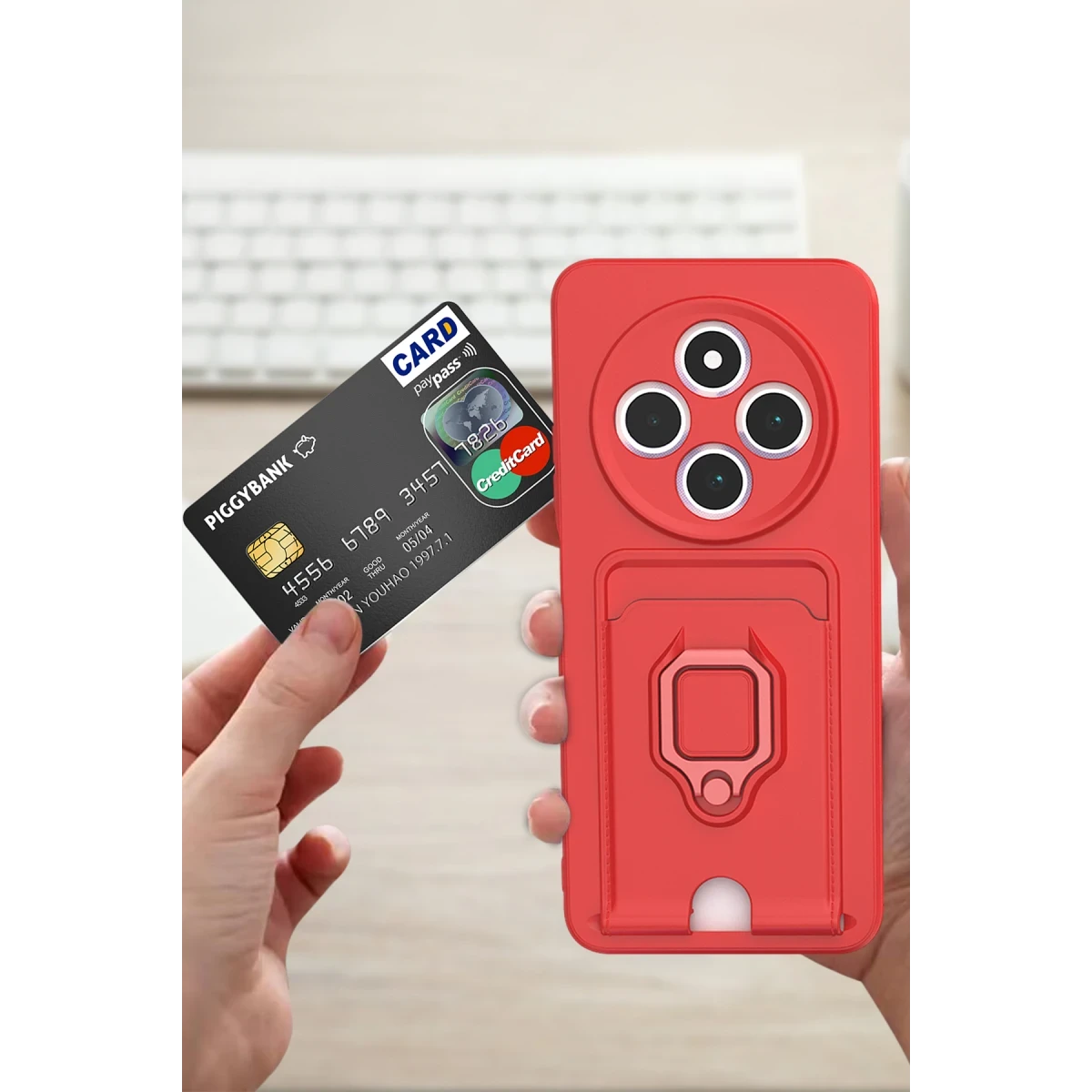 Newface Xiaomi Redmi 14C Kılıf Zuma Kartvizitli Yüzüklü Silikon - Siyah — görsel 5