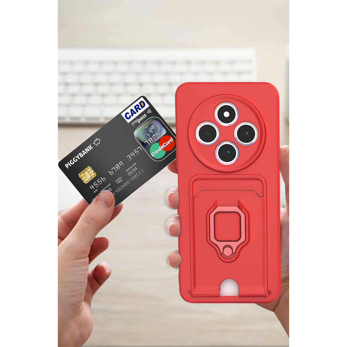 Newface Xiaomi Redmi 14C Kılıf Zuma Kartvizitli Yüzüklü Silikon - Siyah — görsel 8