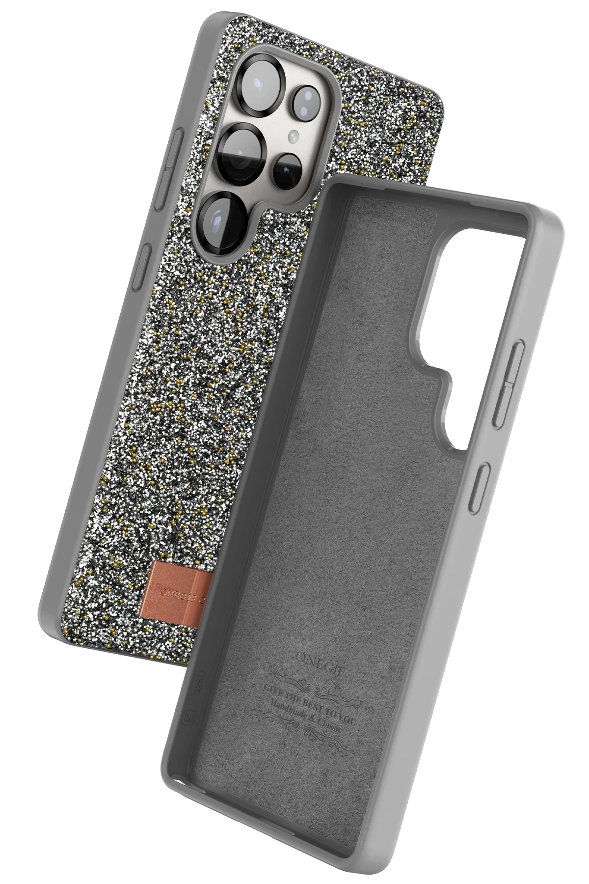 Onegif Samsung Galaxy S25 Ultra Bright Simli Kapak - Gümüş