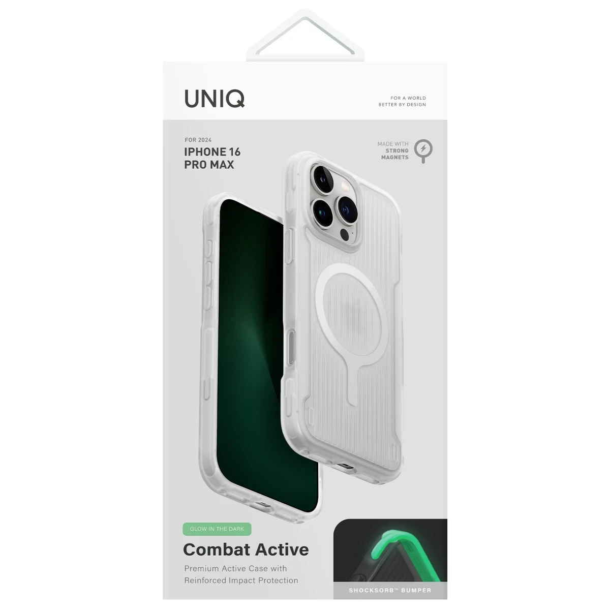 Uniq Apple iPhone 16 Pro Combat Active Magsafe Kapak - Şeffaf Fosforlu