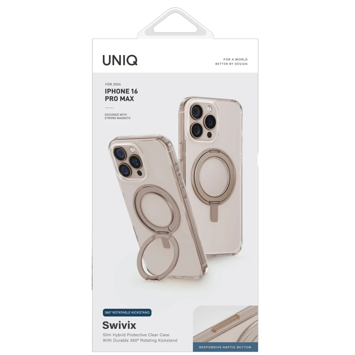 Uniq Apple iPhone 16 Pro Max Swivix Rotating Kickstand Kapak - Siyah