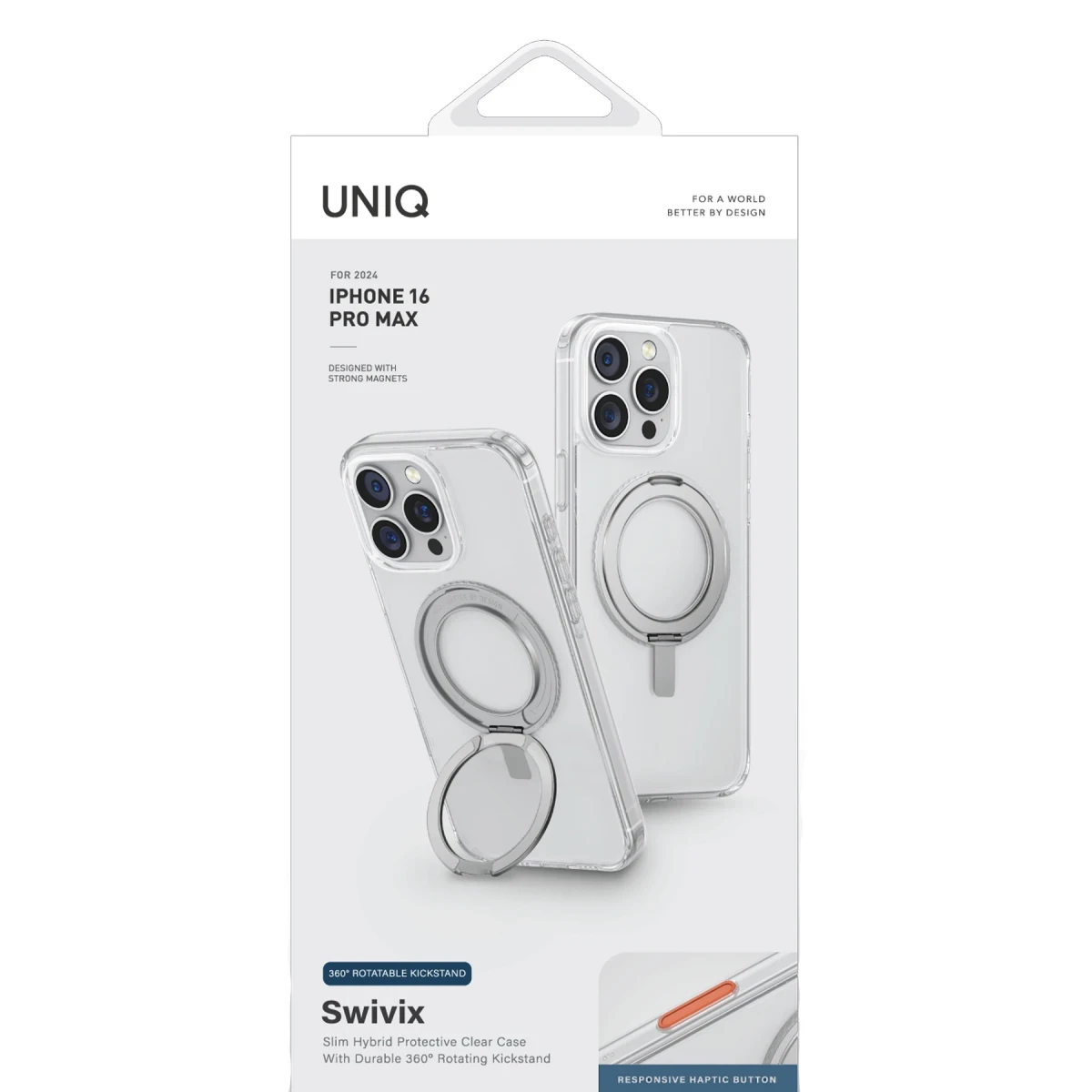 Uniq Apple iPhone 16 Swivix Rotating Kickstand Kapak - Şeffaf