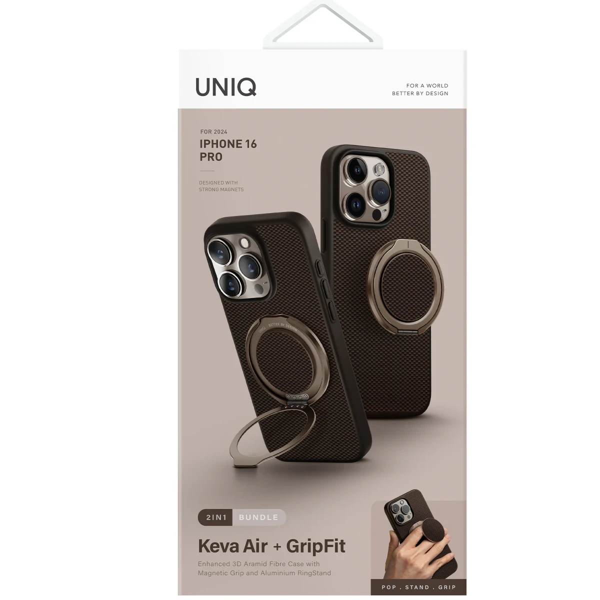 Uniq Apple iPhone 16 Pro Keva Air Magsafe Gripfit Premium Kılıf - Kahverengi