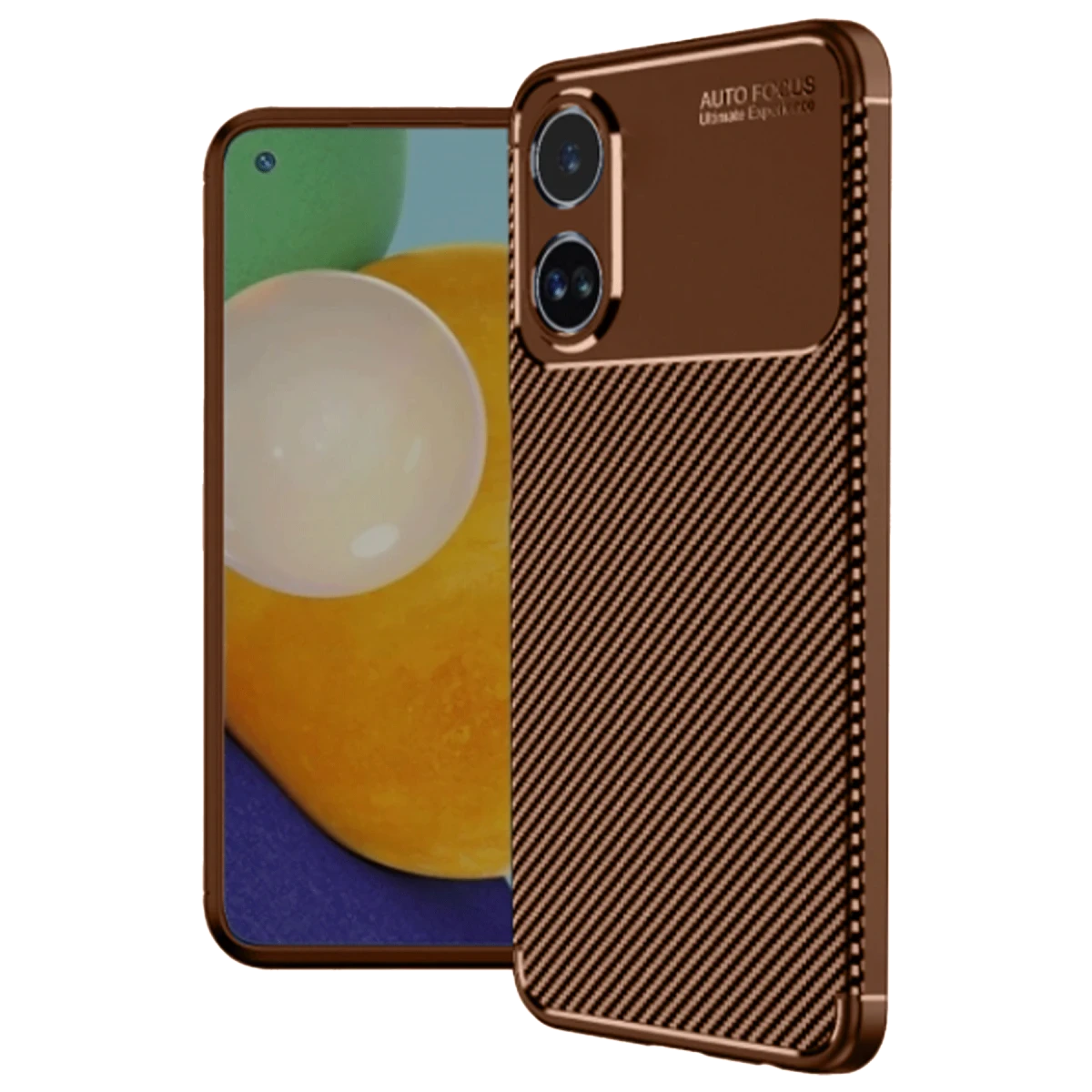 Newface Oppo A38 Kılıf Auto Focus Karbon Kapak - Kahverengi