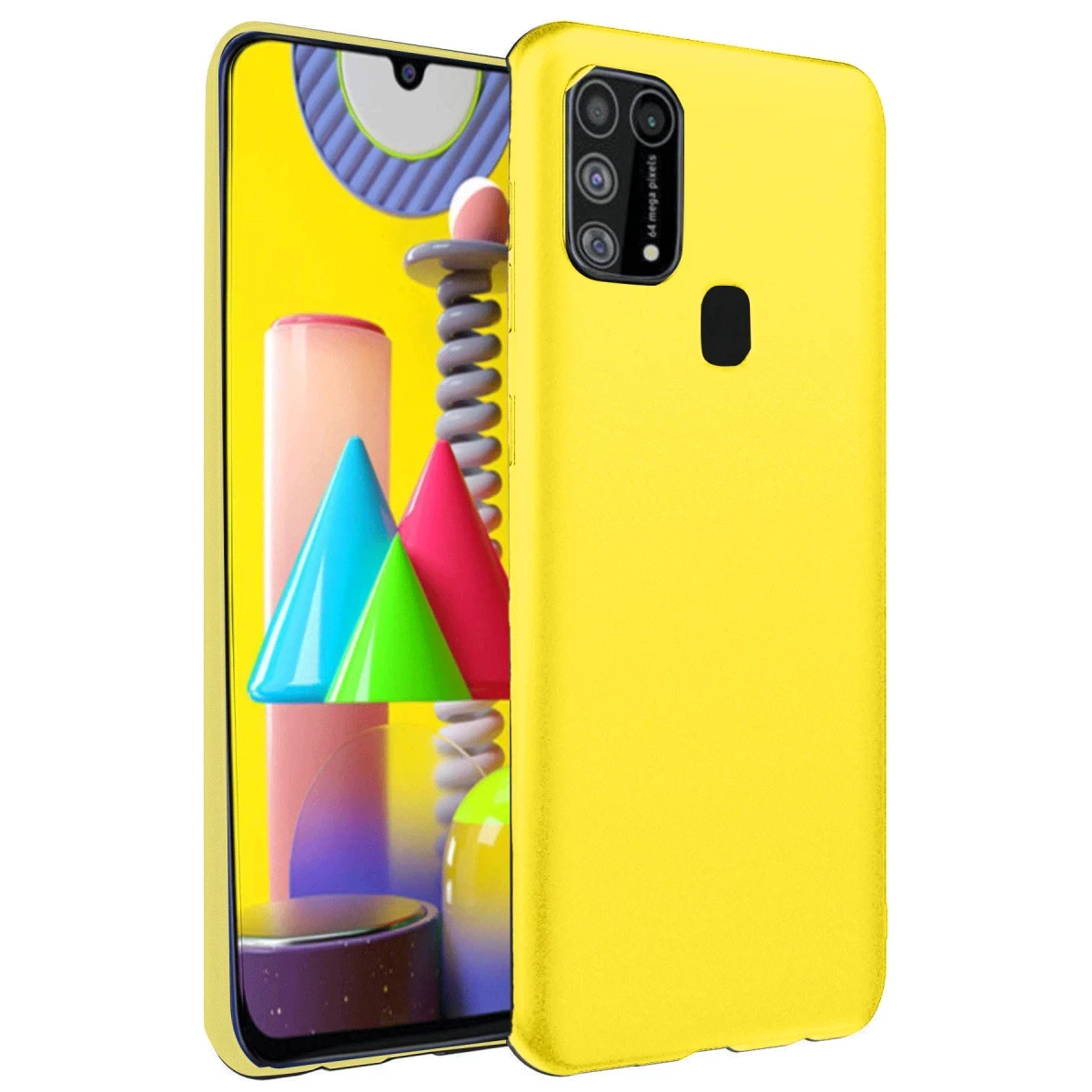 Newface Samsung Galaxy M31 Kılıf Nano içi Kadife Silikon - Sarı