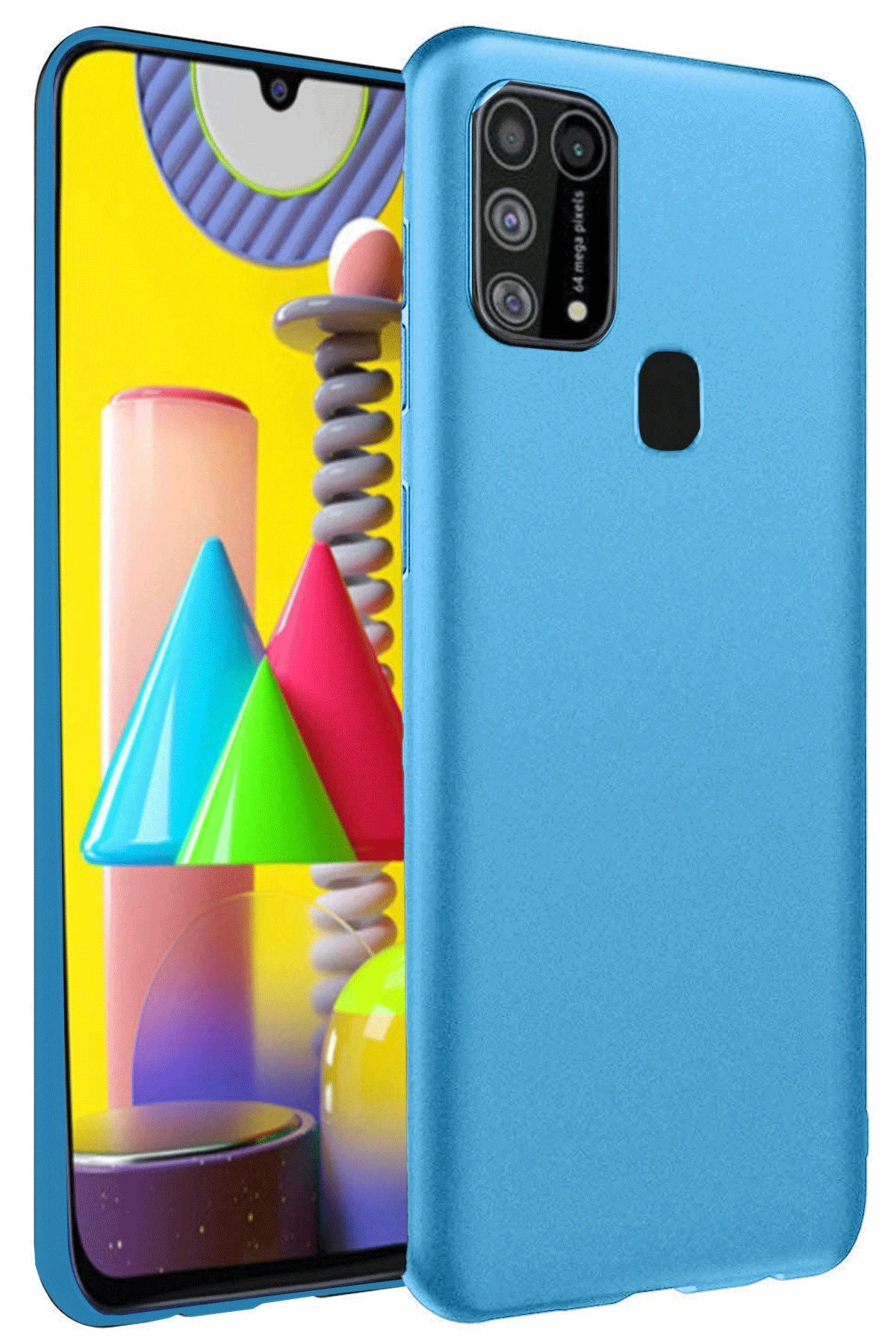Newface Samsung Galaxy M31 Kılıf Nano içi Kadife Silikon - Mavi
