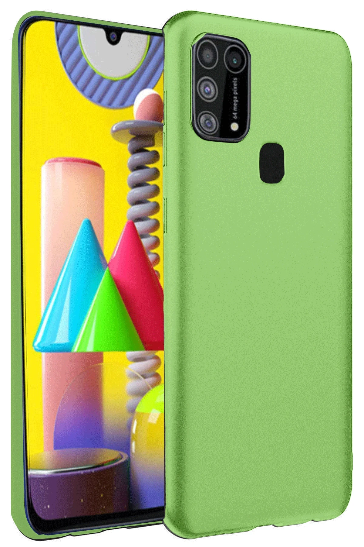 Newface Samsung Galaxy M31 Kılıf Nano içi Kadife Silikon - Yeşil
