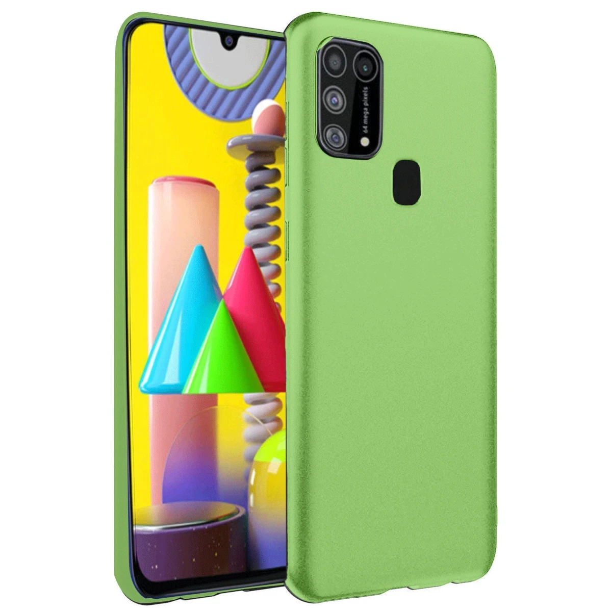 Newface Samsung Galaxy M31 Kılıf Nano içi Kadife Silikon - Yeşil
