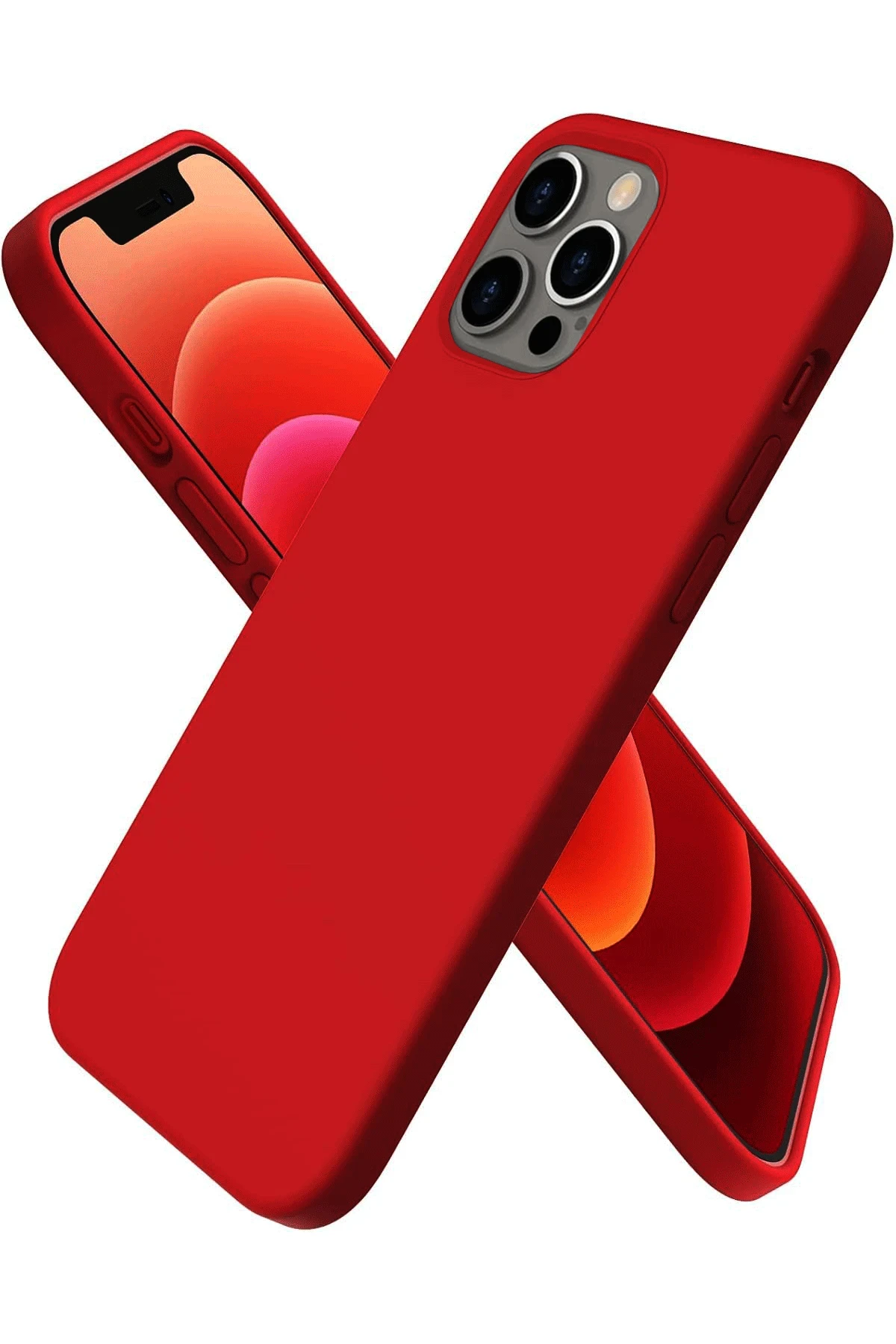 Newface iPhone 12 Pro Max Kılıf First Silikon - Koyu Kırmızı