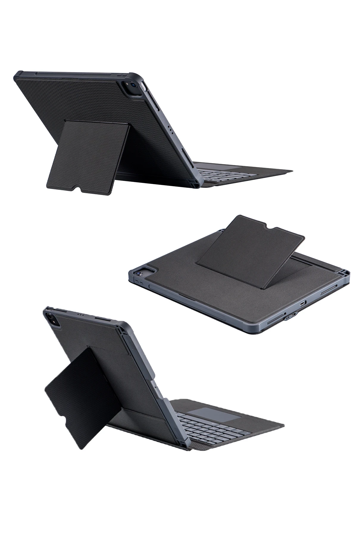 Newface T5509D iPad Pro 12.9 (2022) Kılıf Palermo Ledli Klavyeli Standlı Tablet Kılıfı - Siyah
