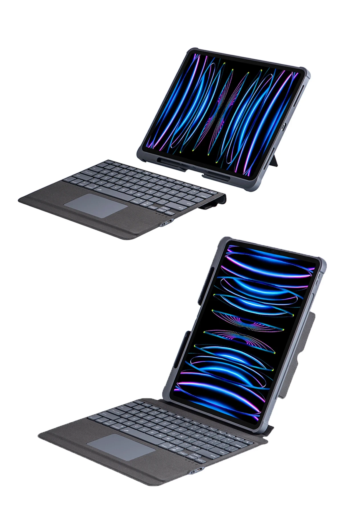 Newface T5509D iPad Pro 12.9 (2022) Kılıf Palermo Ledli Klavyeli Standlı Tablet Kılıfı - Siyah
