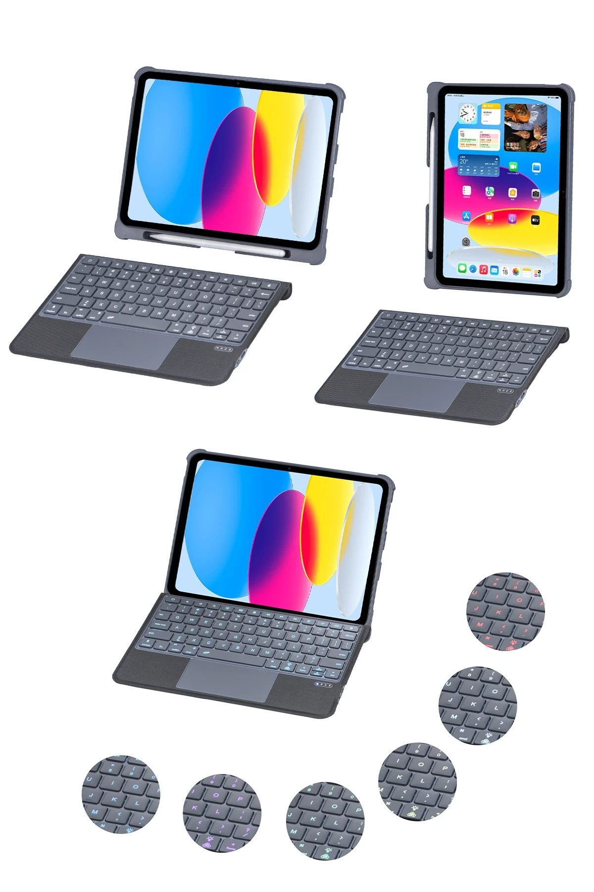 Newface Apple T5508D iPad 2022 10.9 (10.Nesil) Kılıf Palermo Ledli Klavyeli Standlı Tablet Kılıfı - Siyah — görsel 5