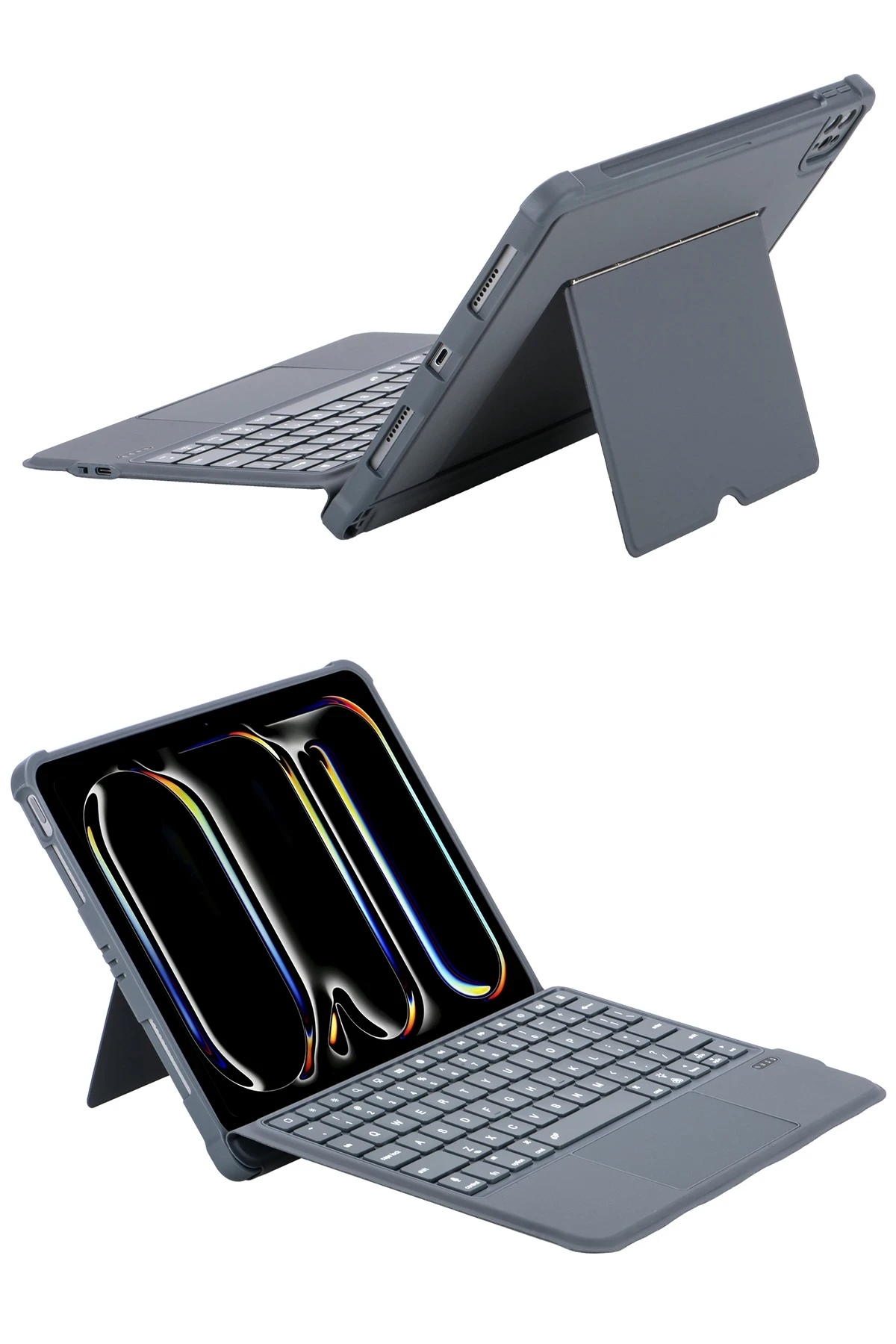 Newface T5504D iPad Pro 11 (2024) Kılıf Palermo Ledli Klavyeli Standlı Tablet Kılıfı - Siyah