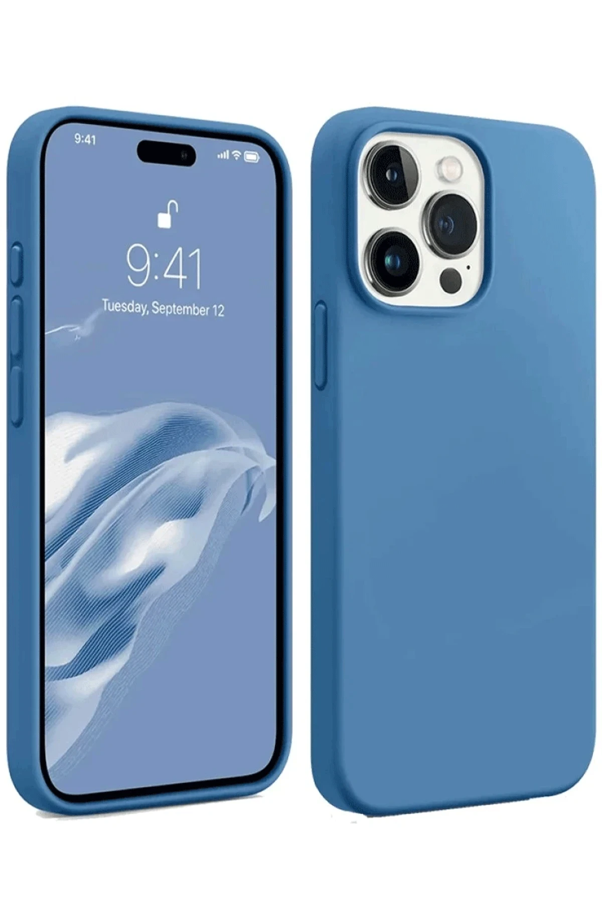 Newface iPhone 15 Pro Max Kılıf First Silikon - Mavi