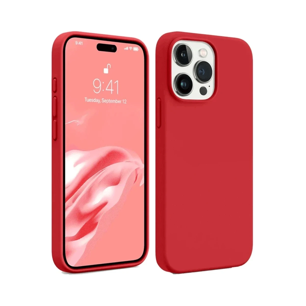 Newface Apple iPhone 15 Pro Max Kılıf First Silikon - Kırmızı