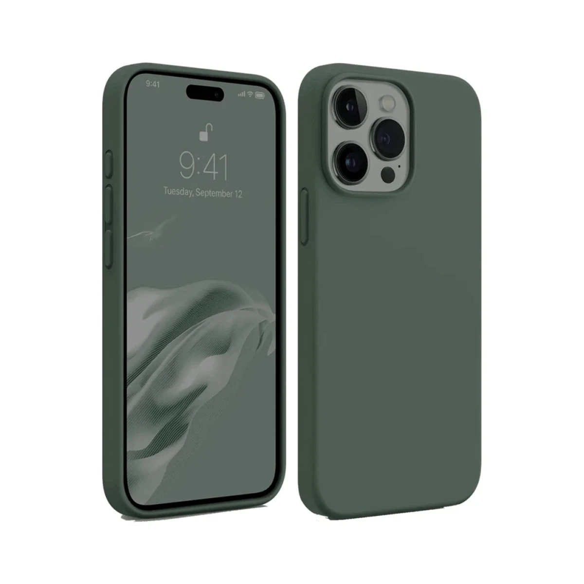 Newface Apple iPhone 15 Pro Max Kılıf First Silikon - Koyu Yeşil