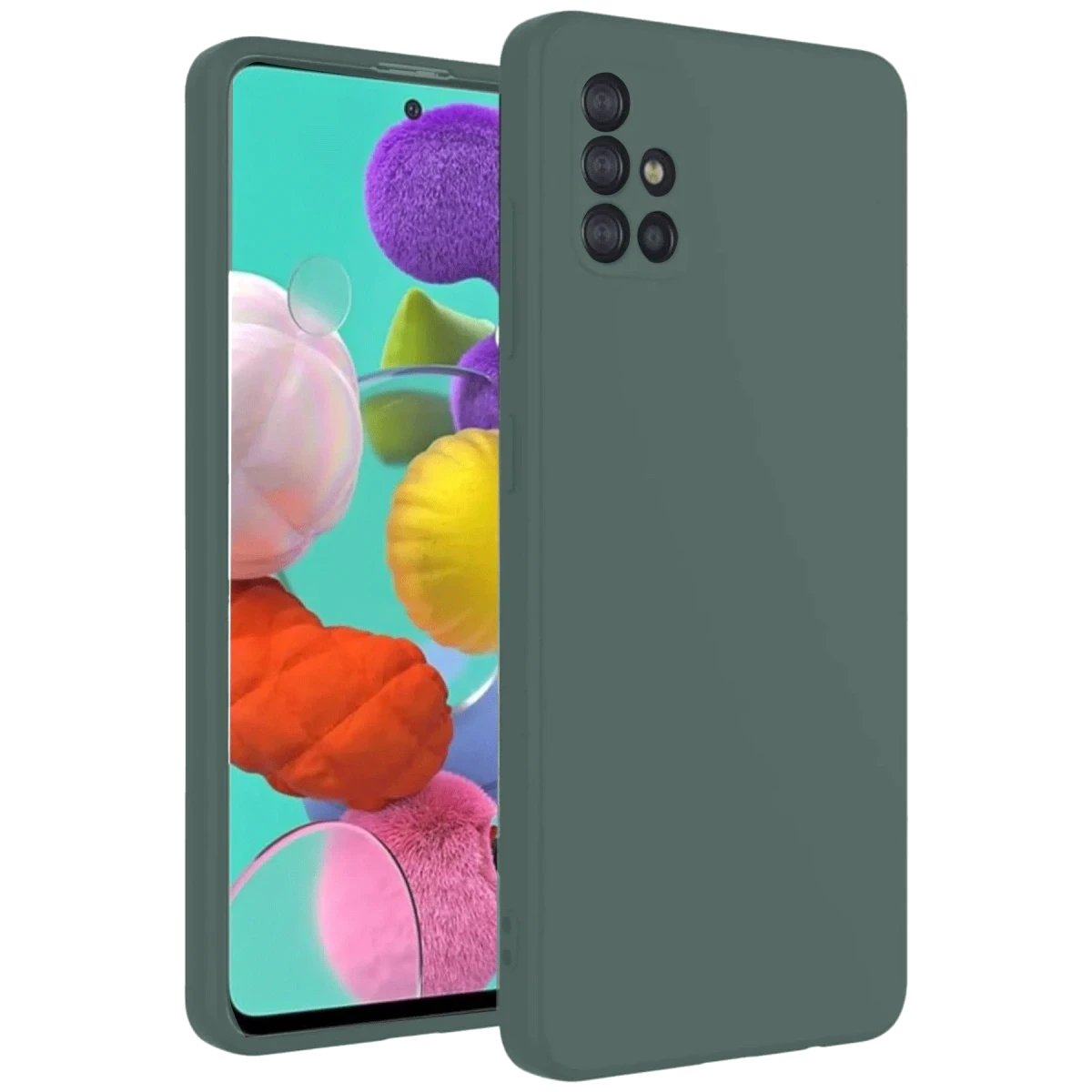 Newface Samsung Galaxy A31 Kılıf Nano içi Kadife Silikon - Koyu Yeşil