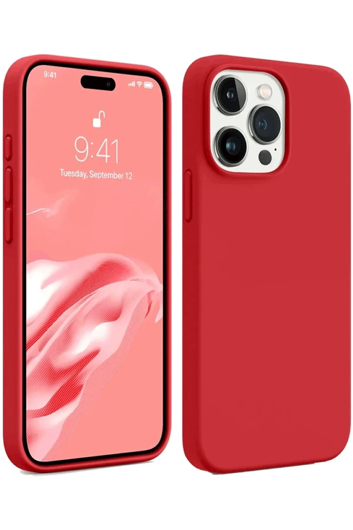 Newface iPhone 15 Pro Kılıf First Silikon - Kırmızı