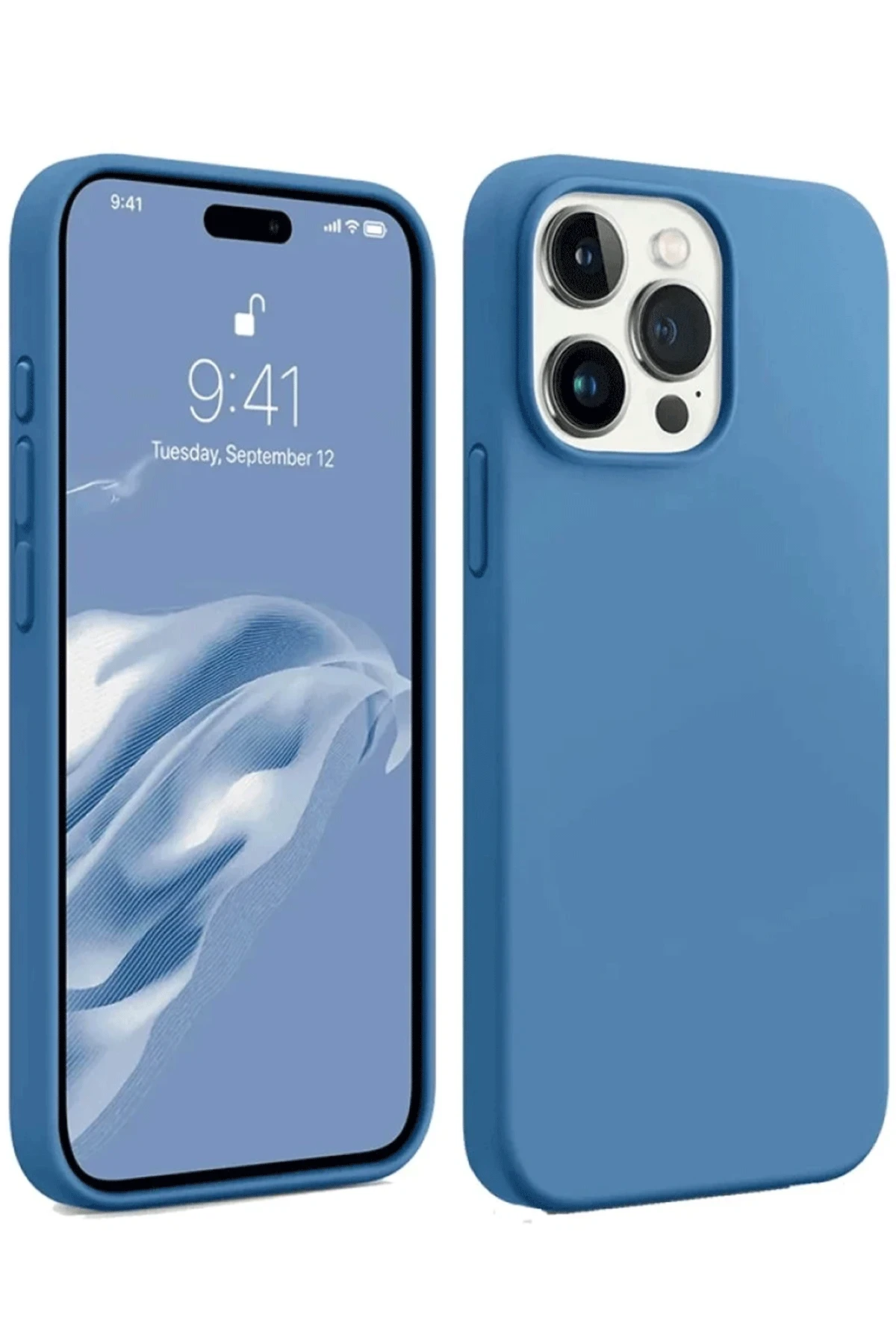 Newface iPhone 15 Pro Kılıf First Silikon - Mavi