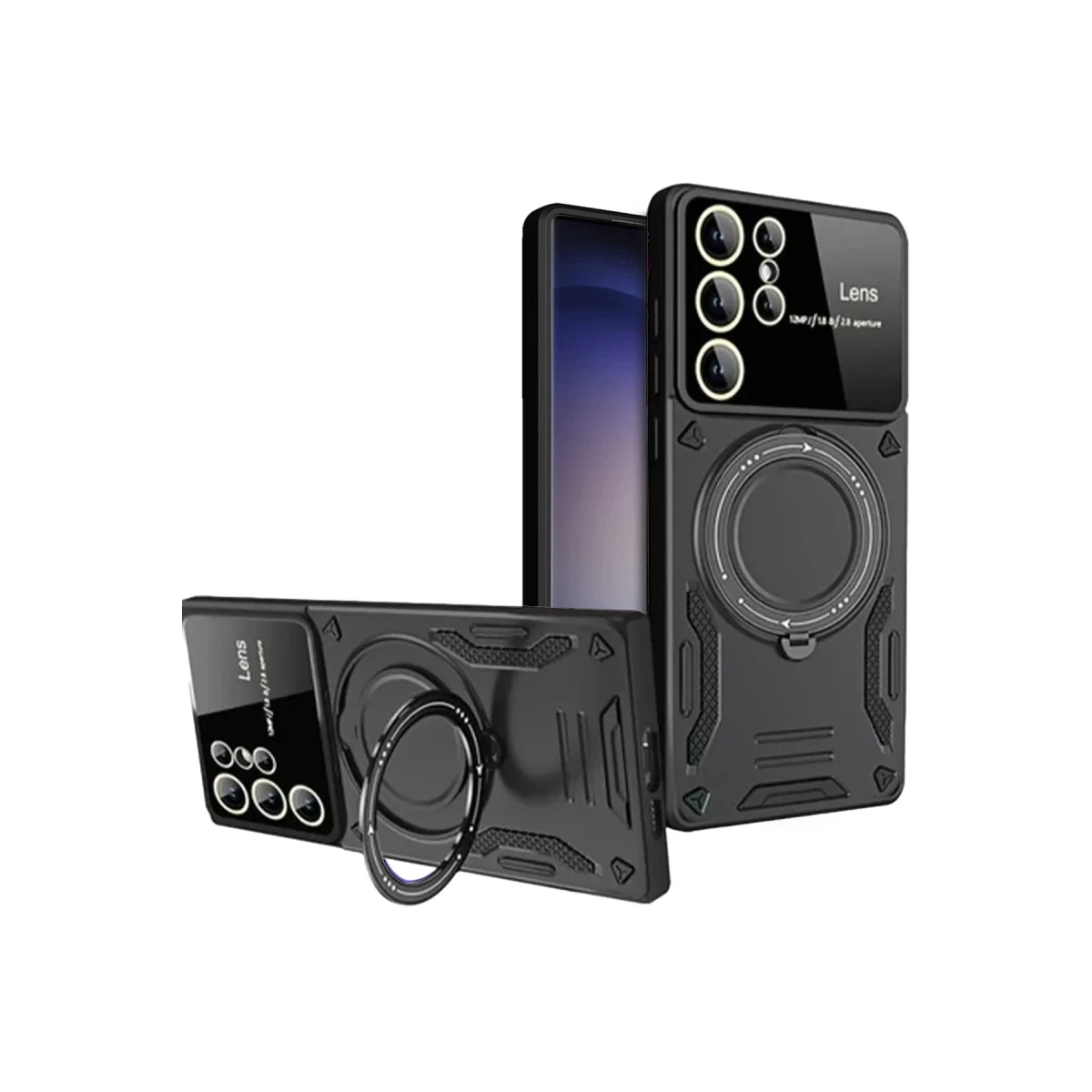 Newface Samsung Galaxy S25 Ultra Kılıf Joy Lens Standlı Kapak - Siyah — görsel 4