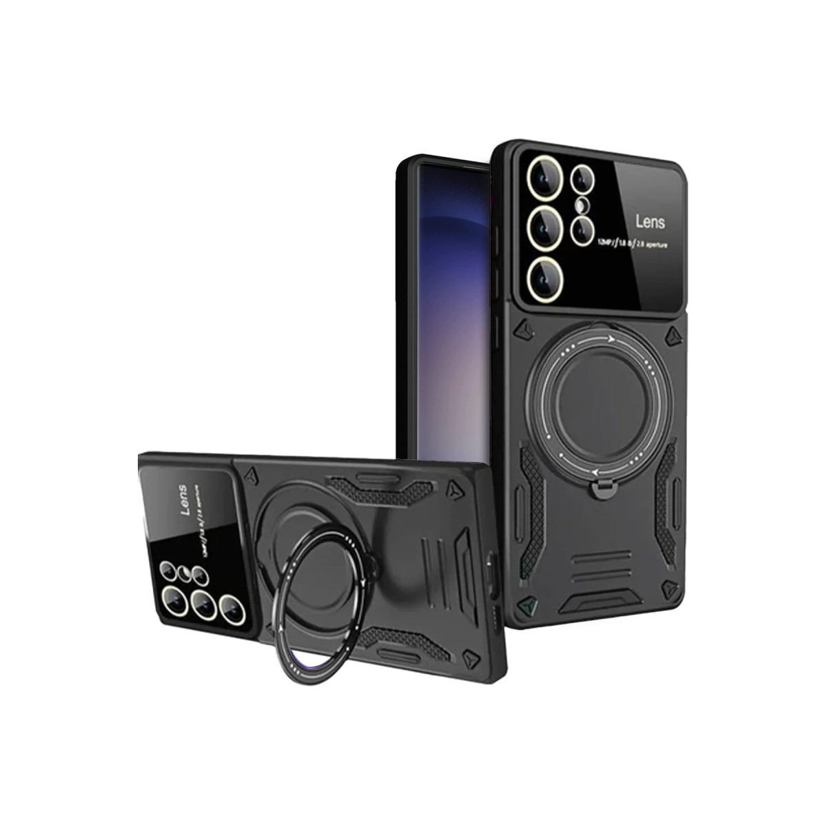 Newface Samsung Galaxy S25 Ultra Kılıf Joy Lens Standlı Kapak - Siyah — görsel 7