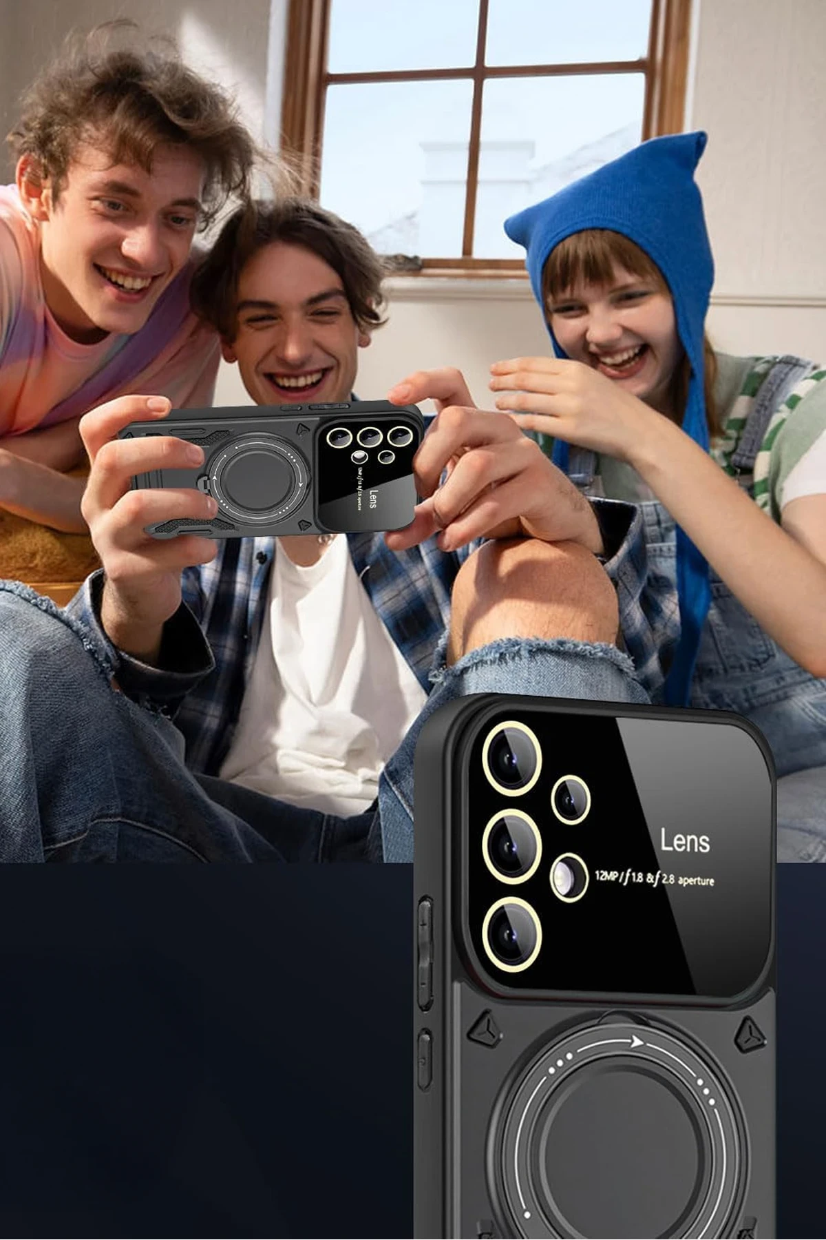 Newface Samsung Galaxy S25 Ultra Kılıf Joy Lens Standlı Kapak - Mor