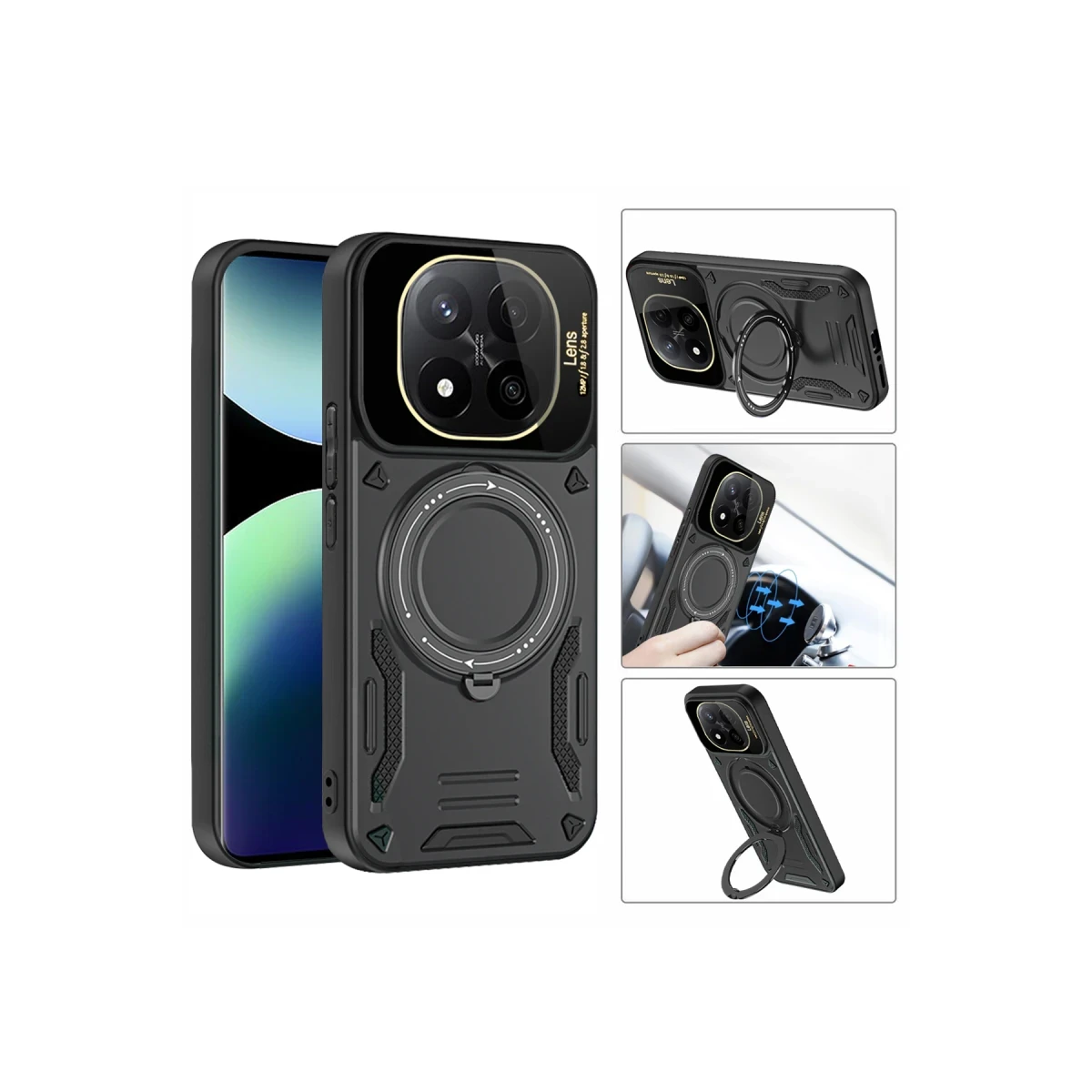 Newface Xiaomi Redmi Note 14 Pro Plus Kılıf Joy Lens Standlı Kapak - Siyah — görsel 5