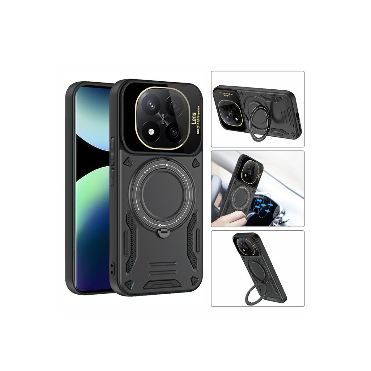 Newface Xiaomi Redmi Note 14 Pro 5G Kılıf Joy Lens Standlı Kapak - Siyah — görsel 8