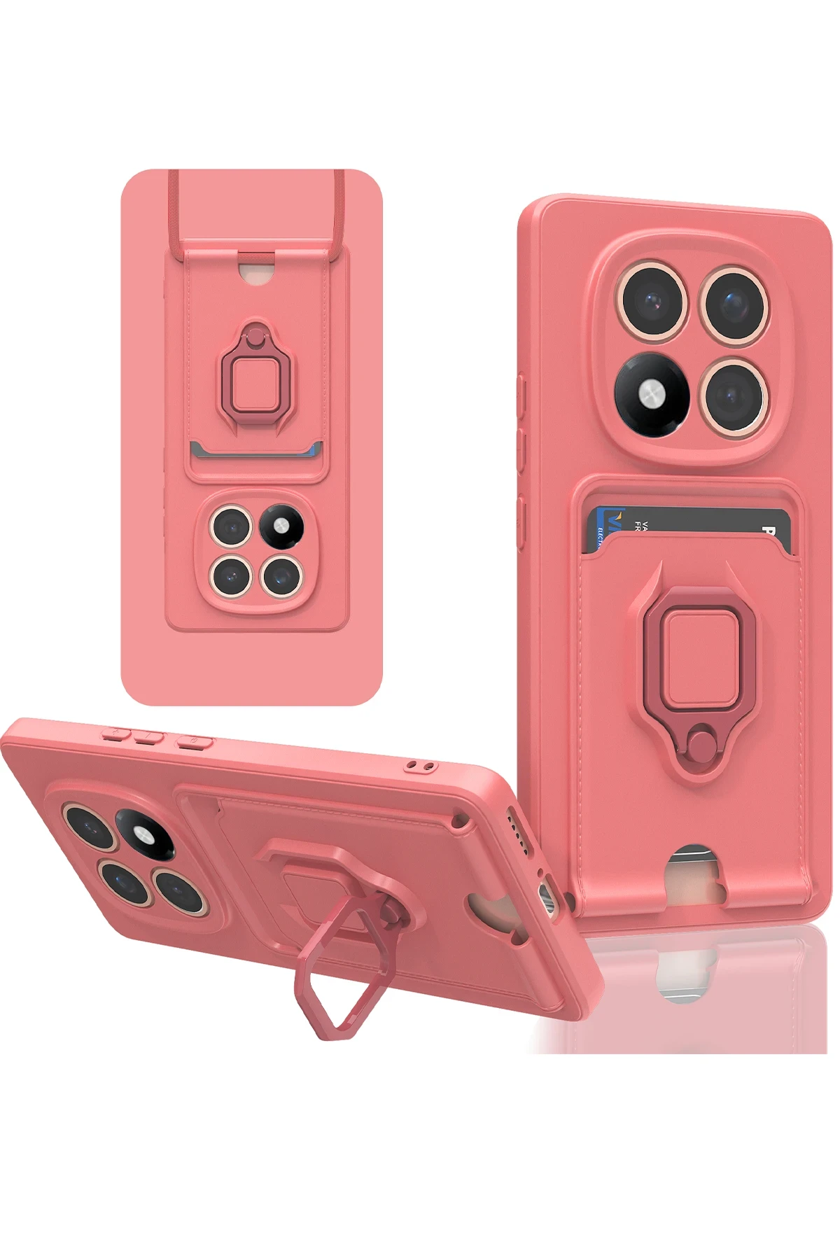 Newface Xiaomi Redmi Note 14 Pro Plus Kılıf Zuma Kartvizitli Yüzüklü Silikon - Pembe
