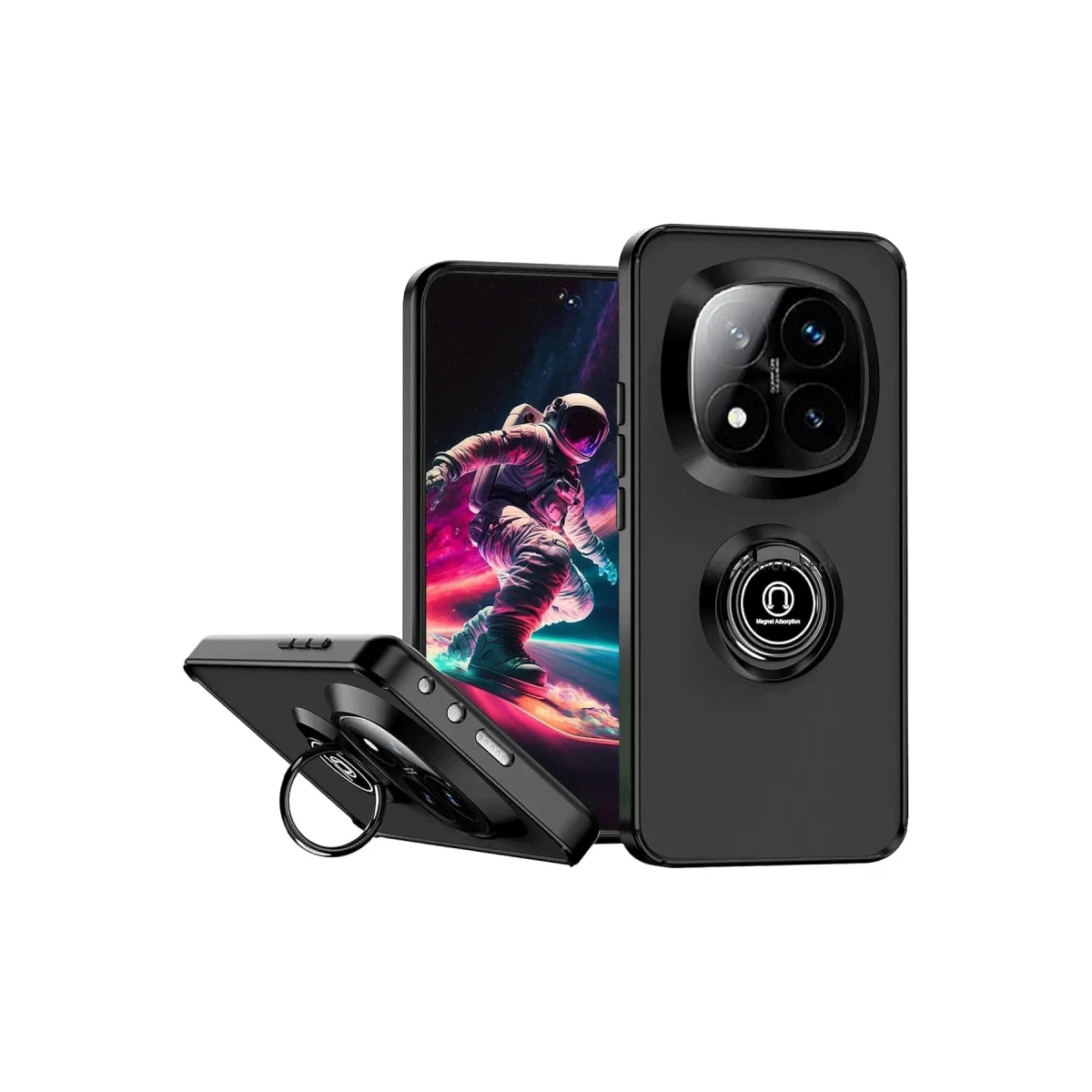 Newface Xiaomi Redmi Note 14 Pro Plus Kılıf Montreal Yüzüklü Silikon Kapak - Siyah — görsel 2