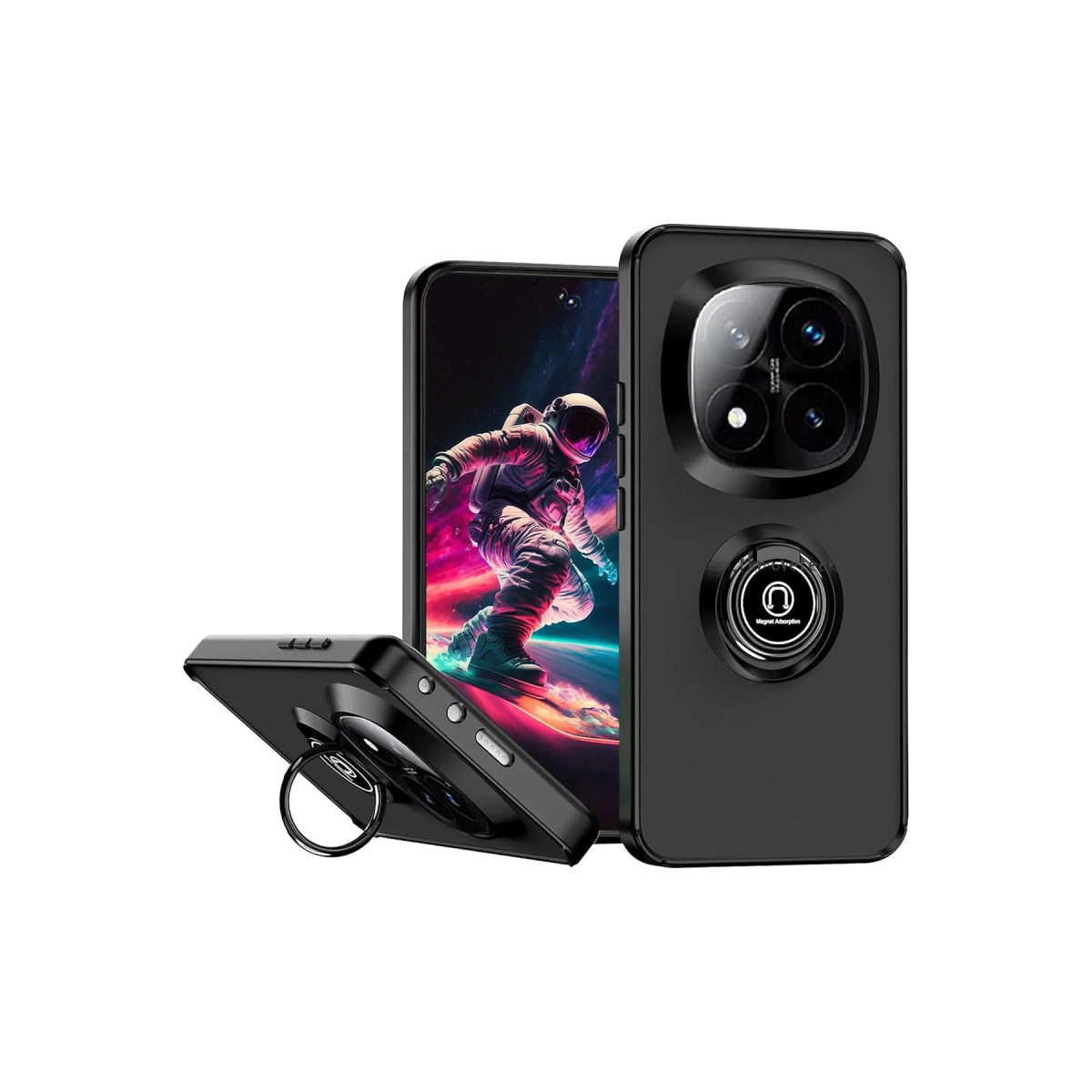 Newface Xiaomi Redmi Note 14 Pro Plus Kılıf Montreal Yüzüklü Silikon Kapak - Siyah — görsel 3