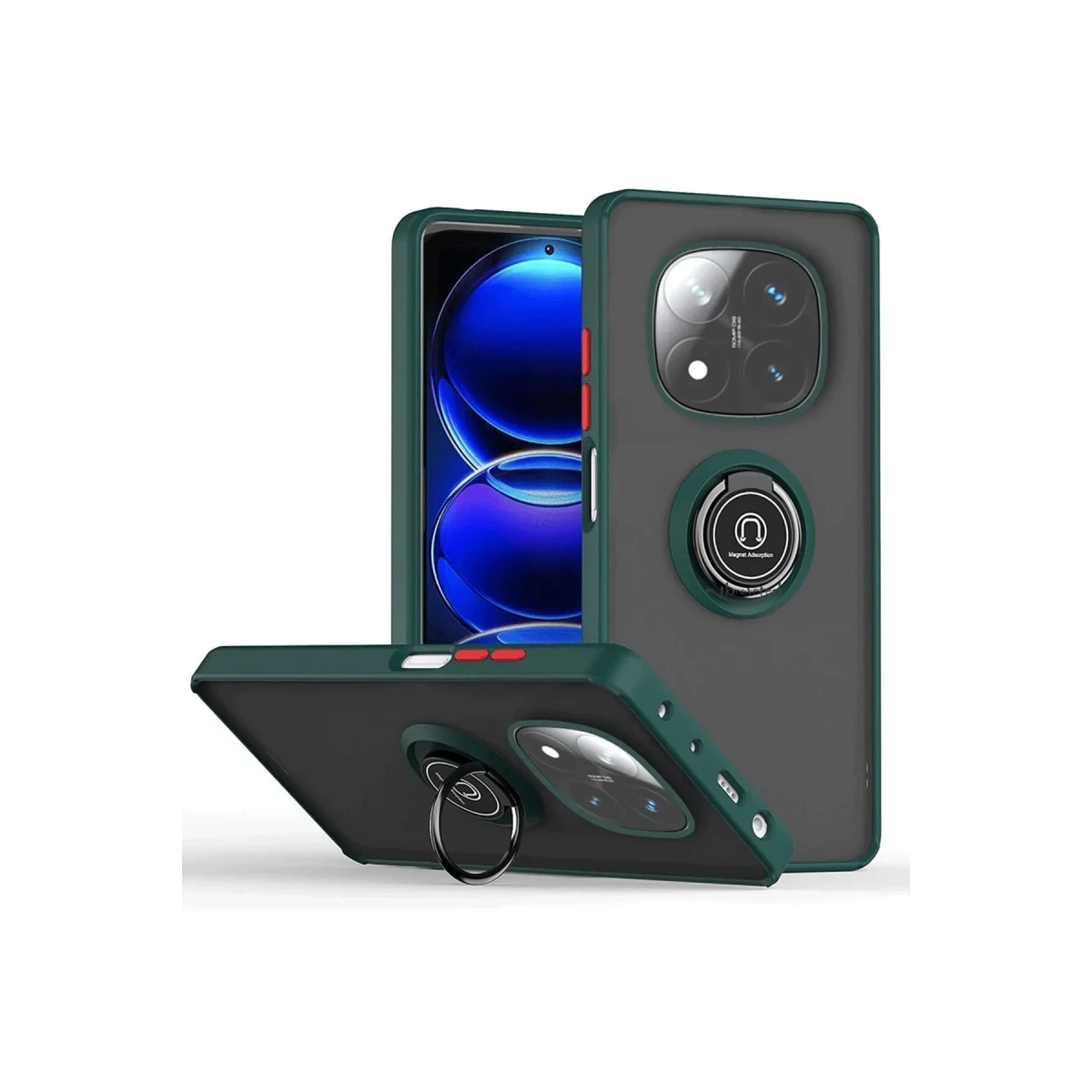 Newface Xiaomi Redmi Note 14 Pro 4G Kılıf Montreal Yüzüklü Silikon Kapak - Yeşil