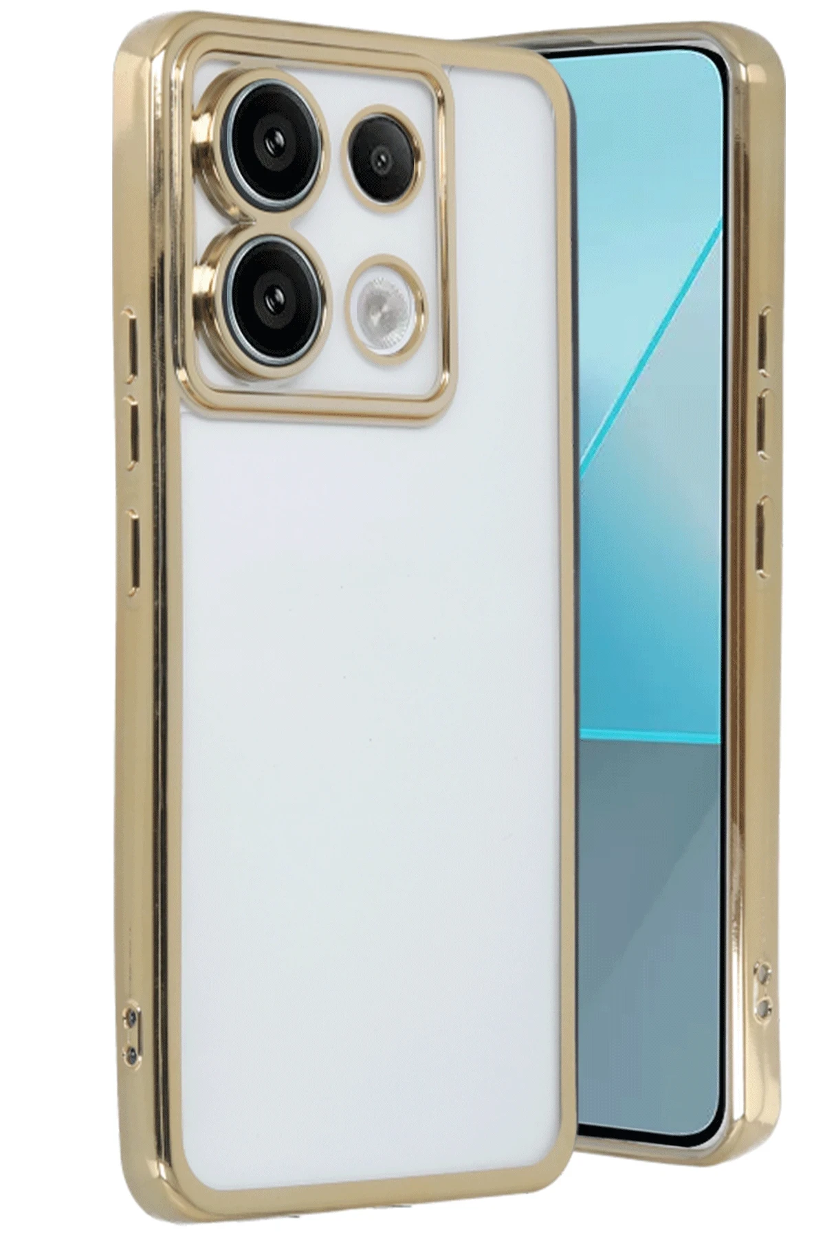 Newface Xiaomi Poco X6 Kılıf Razer Lensli Silikon - Gold