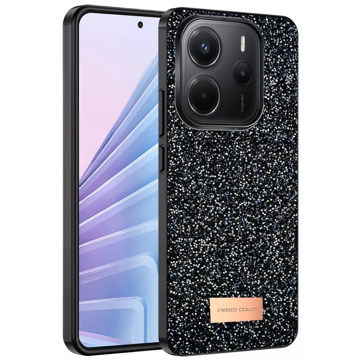 Onegif Xiaomi Redmi Note 14 4G Bright Simli Kapak - Siyah