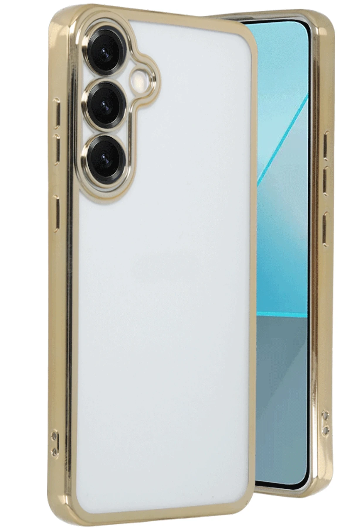 Newface Samsung Galaxy S25 Plus Kılıf Razer Lensli Silikon - Gold