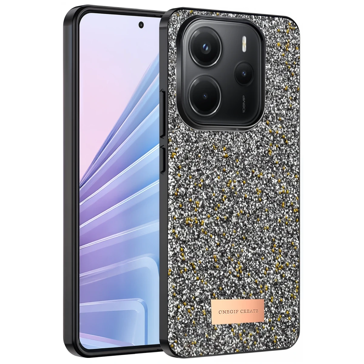 Onegif Xiaomi Redmi Note 14 4G Bright Simli Kapak - Gümüş