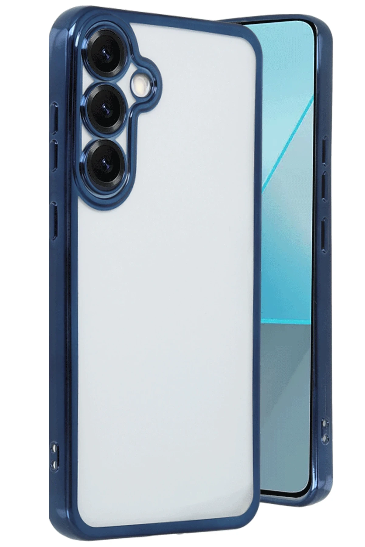 Newface Samsung Galaxy S25 Kılıf Razer Lensli Silikon - Lacivert