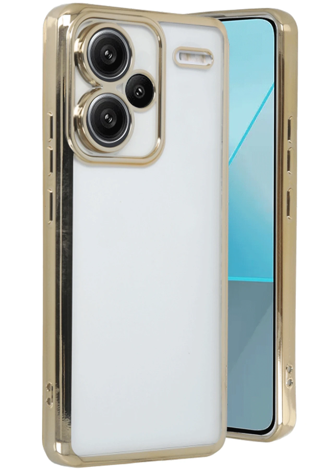 Newface Xiaomi Redmi Note 13 Pro Plus Kılıf Razer Lensli Silikon - Gold