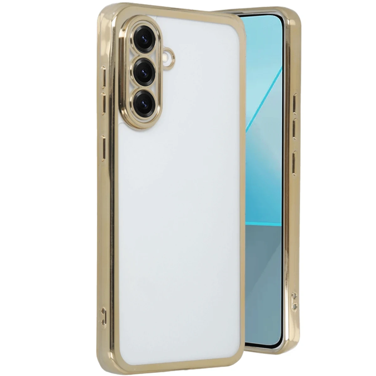 Newface Samsung Galaxy A56 Kılıf Razer Lensli Silikon - Gold