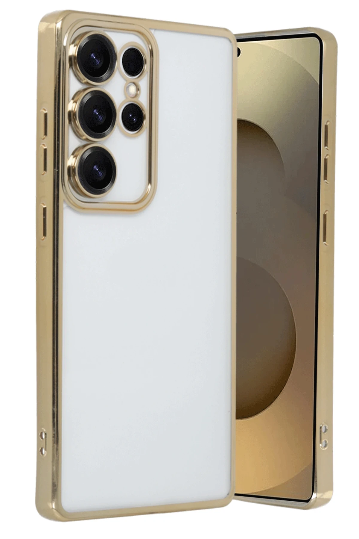 Newface Samsung Galaxy S25 Ultra Kılıf Razer Lensli Silikon - Gold