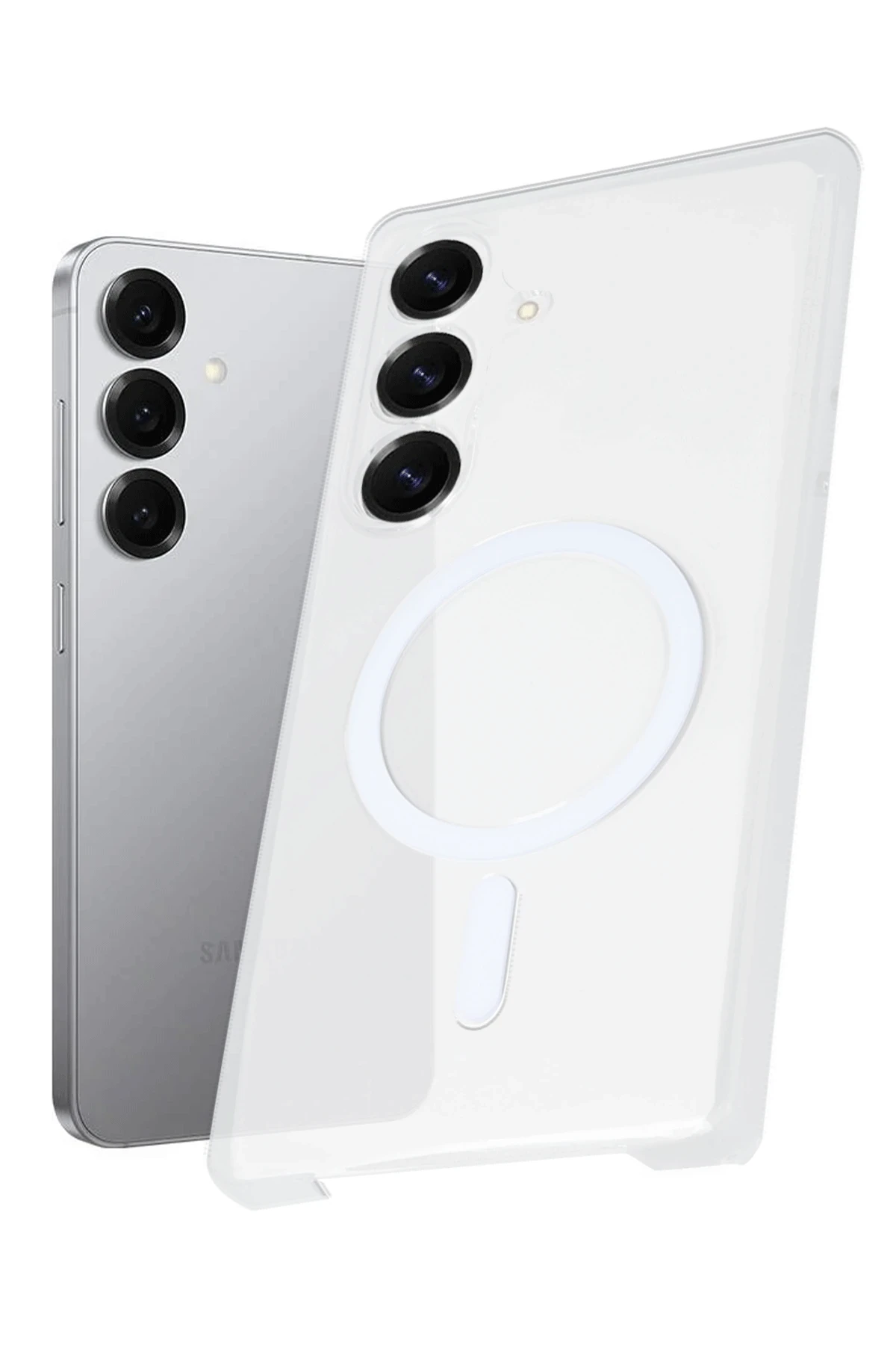 Newface Samsung Galaxy S25 Kılıf PC Zara Magsafe Şeffaf Kılıf - Şeffaf