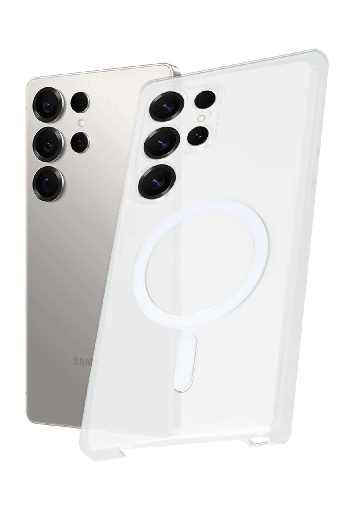 Newface Samsung Galaxy S23 Ultra Kılıf PC Zara Magsafe Şeffaf Kılıf - Şeffaf