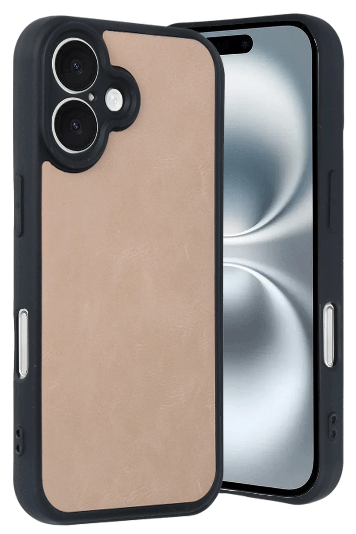 Newface iPhone 16 Kılıf Aras Deri Kapak - Pudra