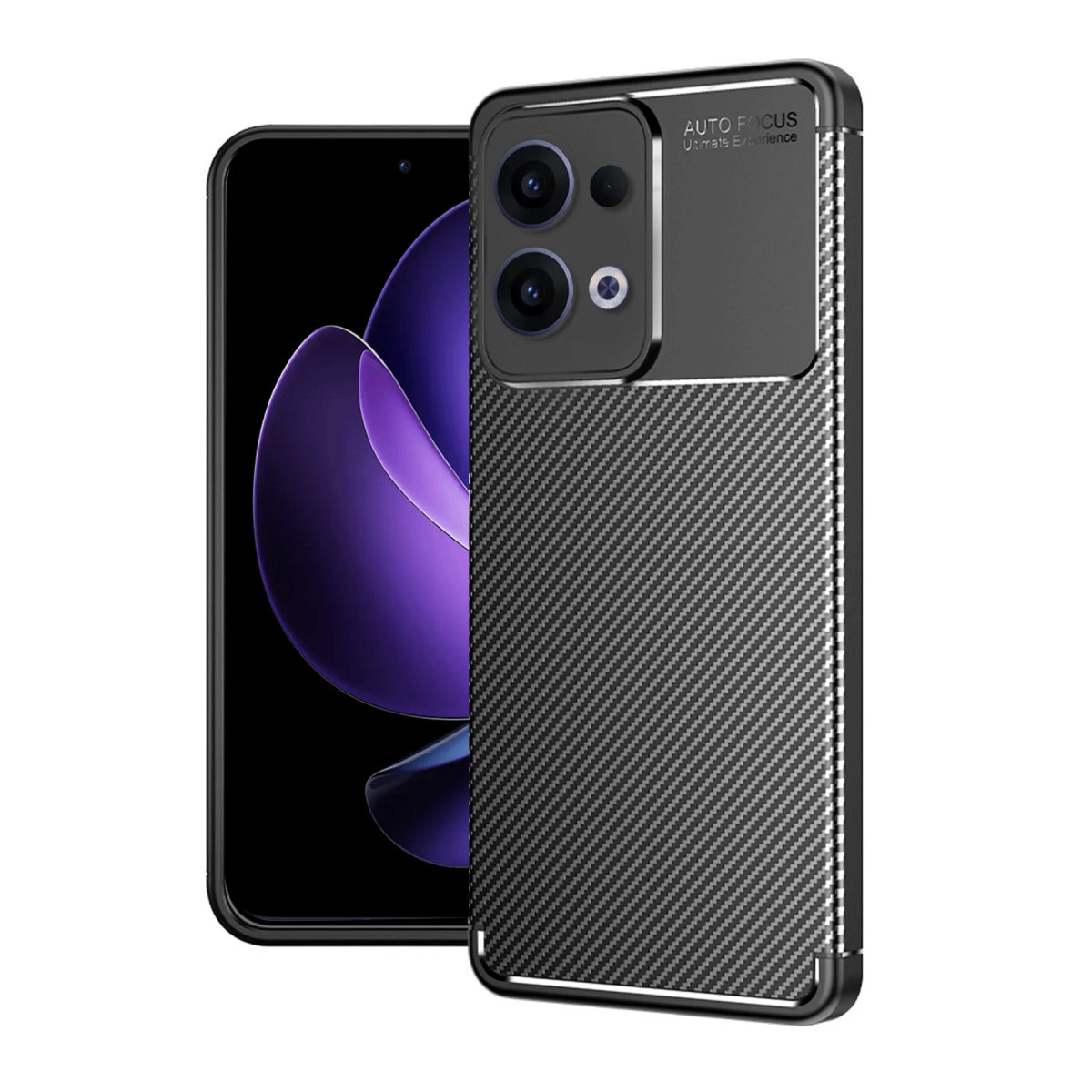 Newface Oppo Reno 13 Pro Kılıf Auto Focus Karbon Kapak - Siyah — görsel 3