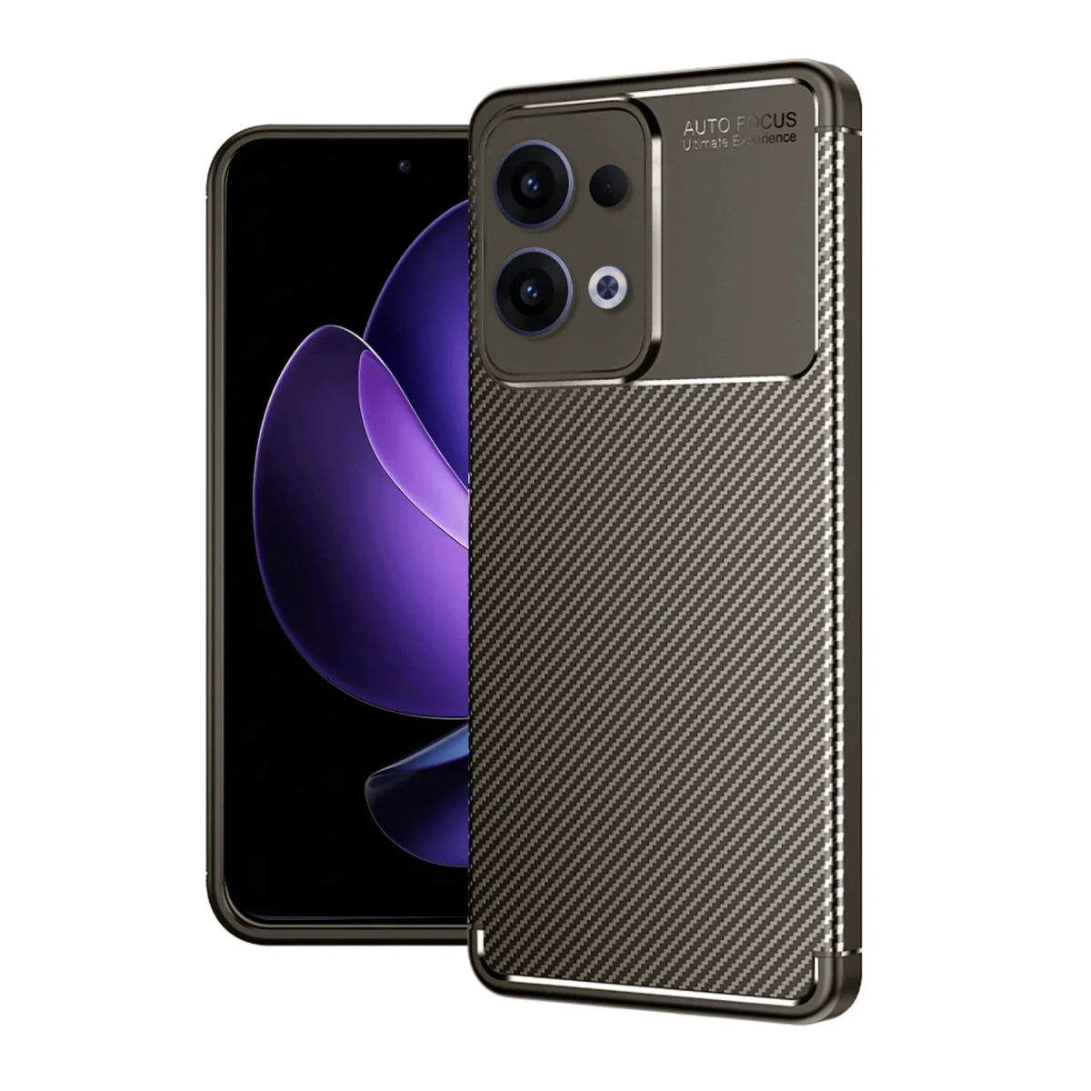 Newface Oppo Reno 13 Pro Kılıf Auto Focus Karbon Kapak - Kahverengi