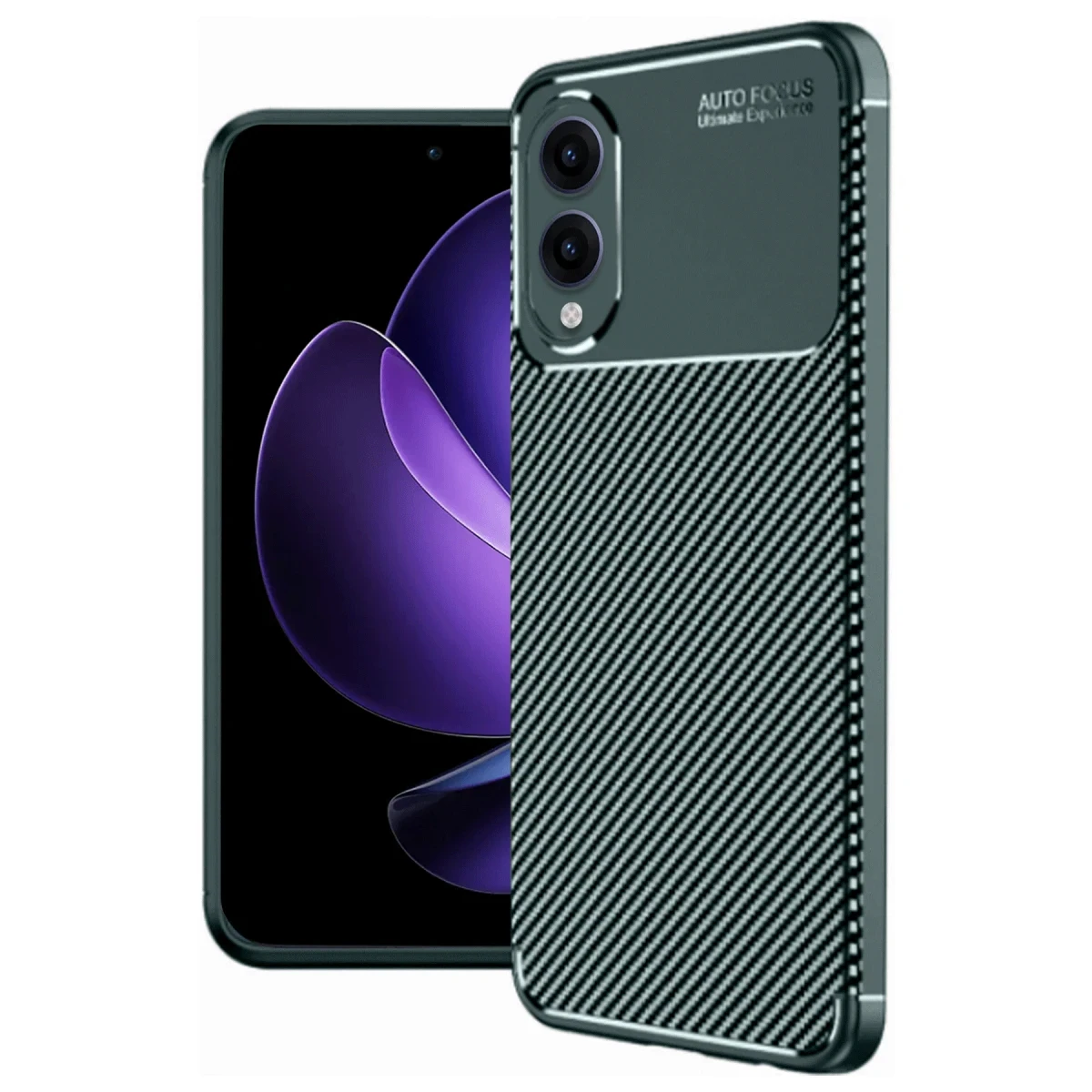 Newface Samsung Galaxy S25 Edge Kılıf Auto Focus Karbon Kapak - Koyu Yeşil