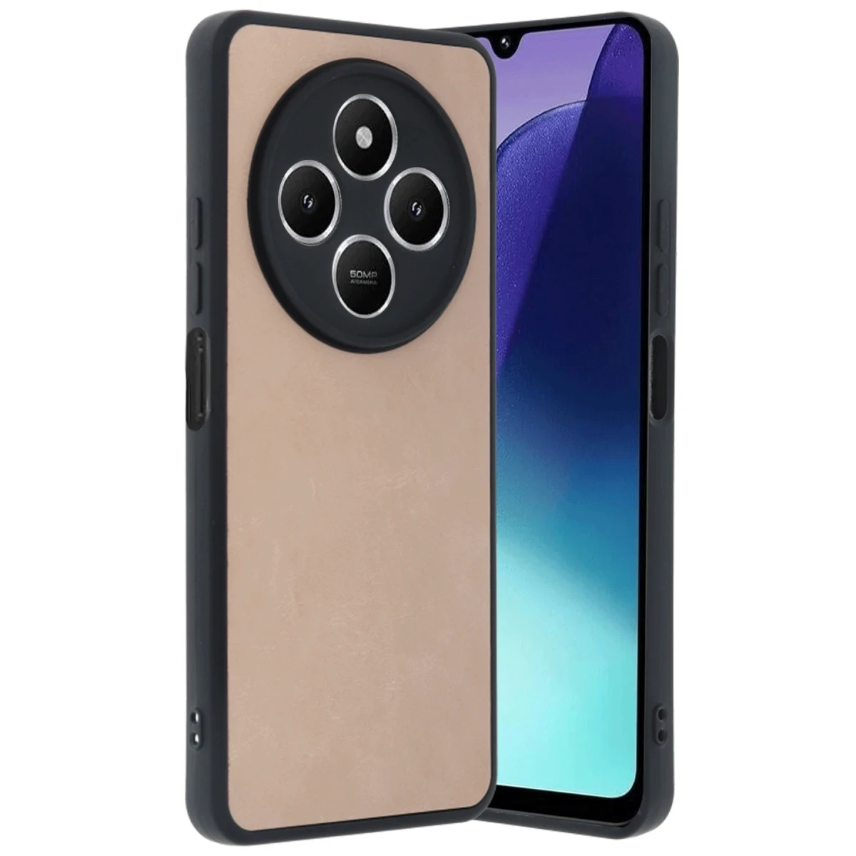 Newface Xiaomi Redmi 14C Kılıf Aras Deri Kapak - Pudra