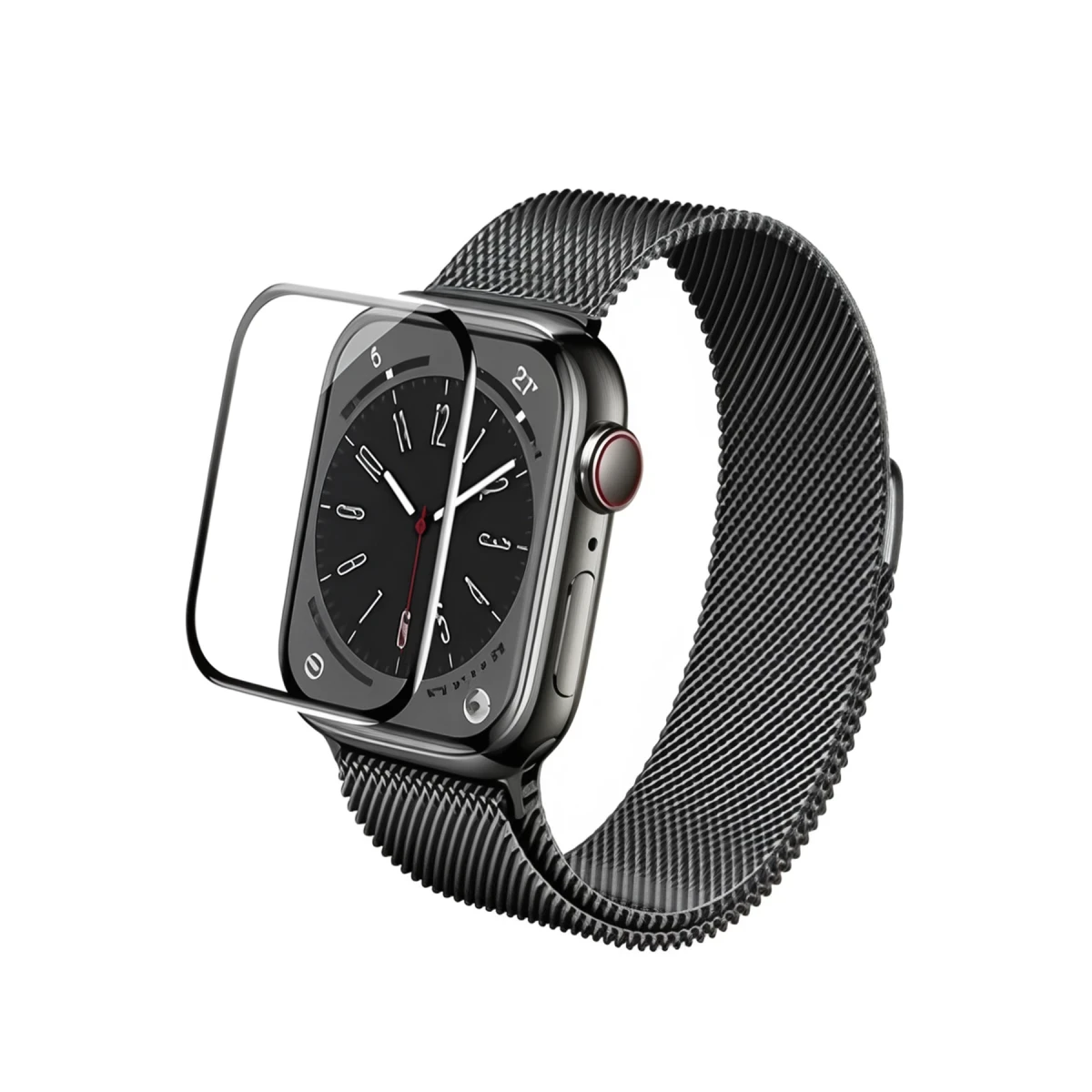 URR Apple Watch 46mm 2in1 PMMA Nano Ekran Koruyucu - Siyah